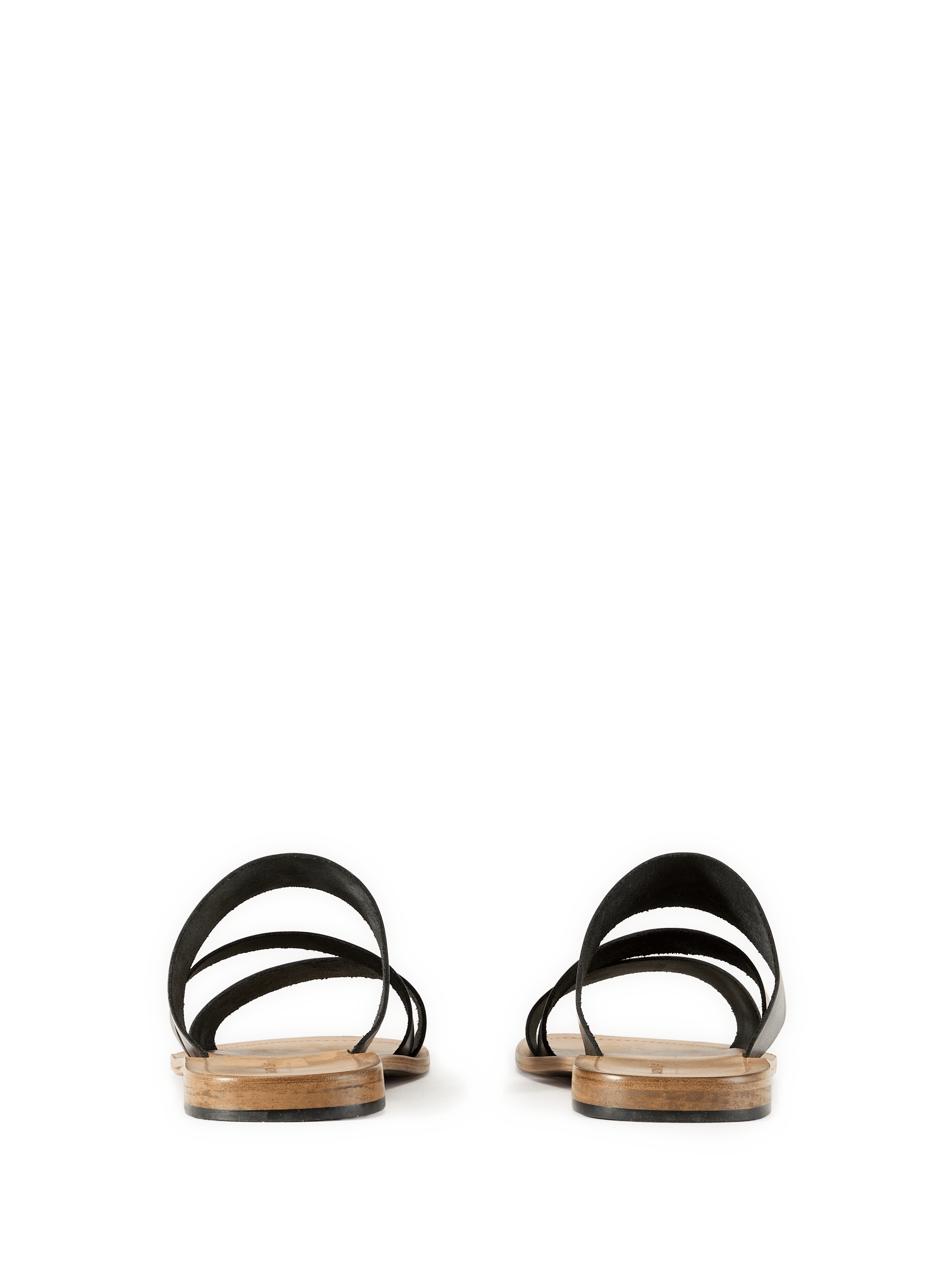 Sandales plates en cuir Noir