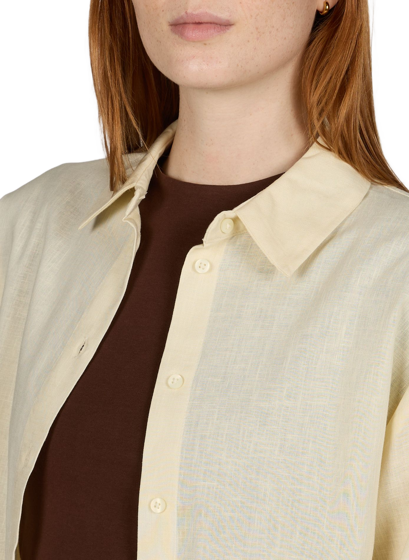 Straight-cut cotton shirt with classic collar TOPSHOP Beige