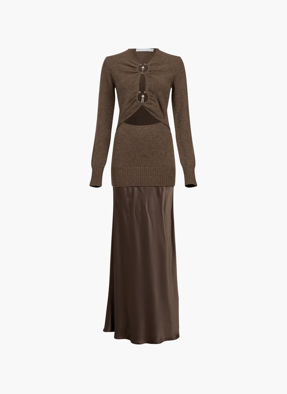 Orbit ruched monument long-Sleeve cashmere dress Brown Christopher esber - Women | Printemps.com Orbit ruched monument long-Sleeve cashmere dress Brown Christopher esber - Women | Printemps.com