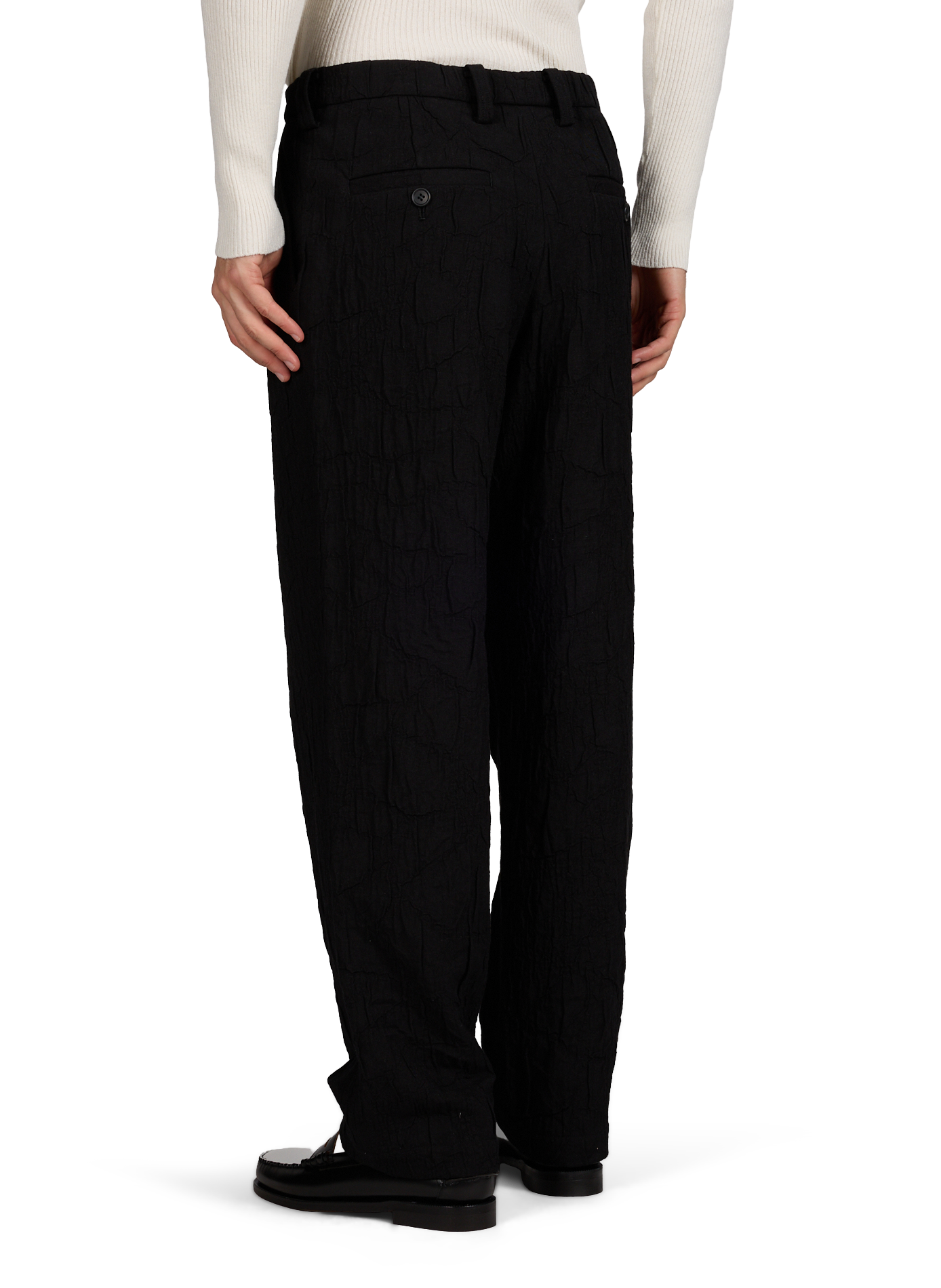 Pantalon texturé froissé en coton mélangé  ISSEY MIYAKE Noir