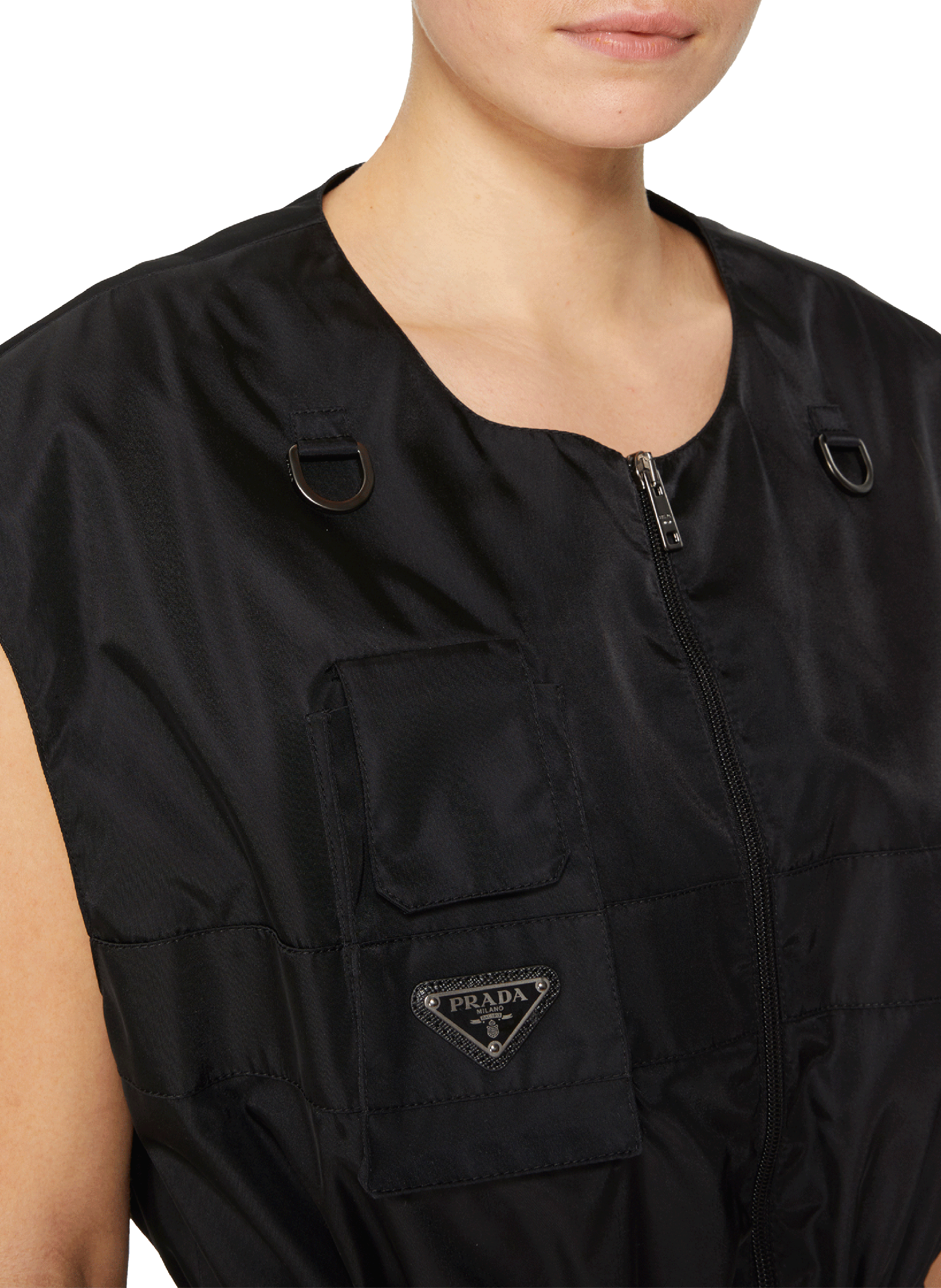 Robe midi en Re-Nylon PRADA Noir