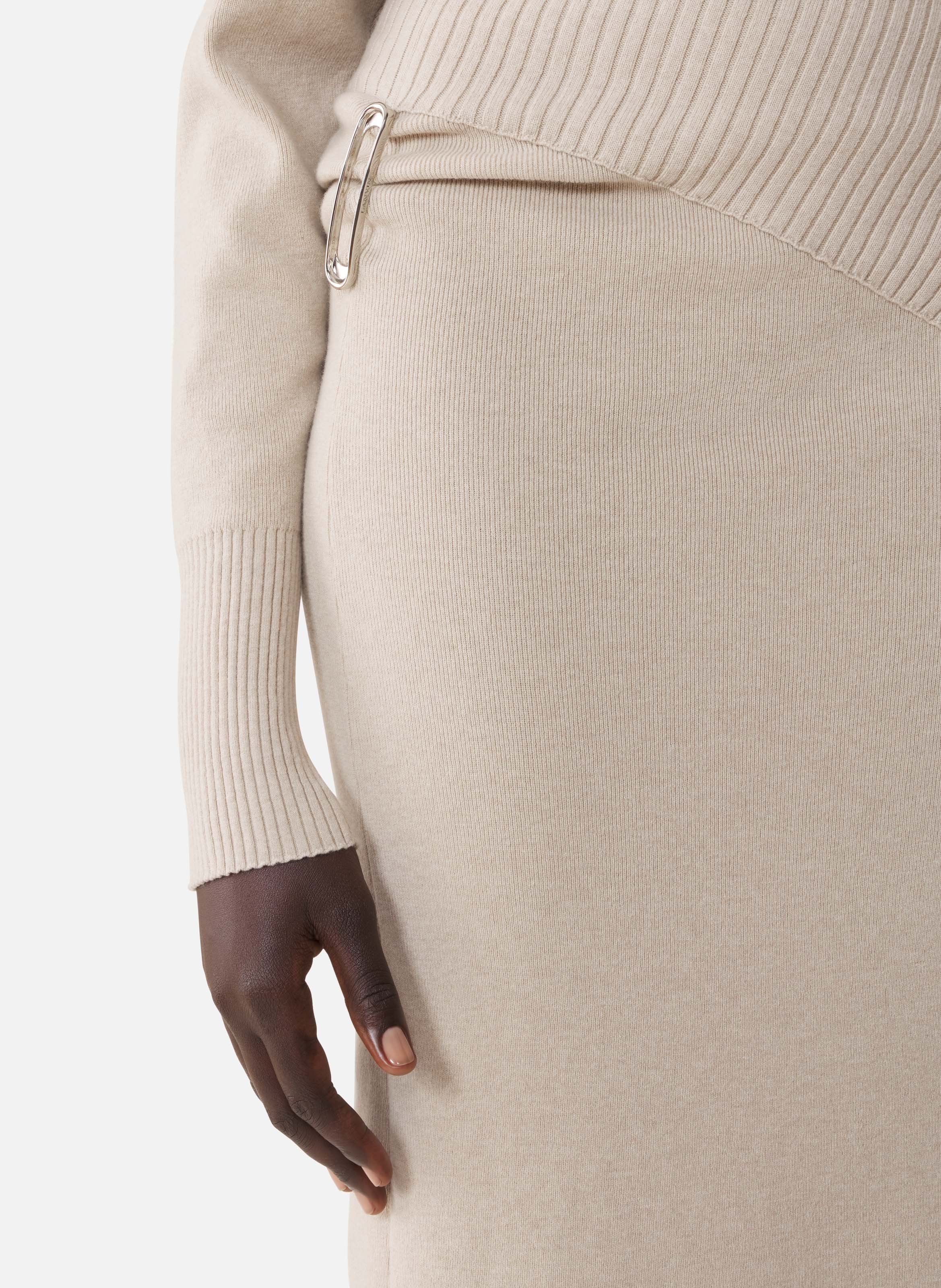 Robe midi en laine et cachemire LANVIN Blanc