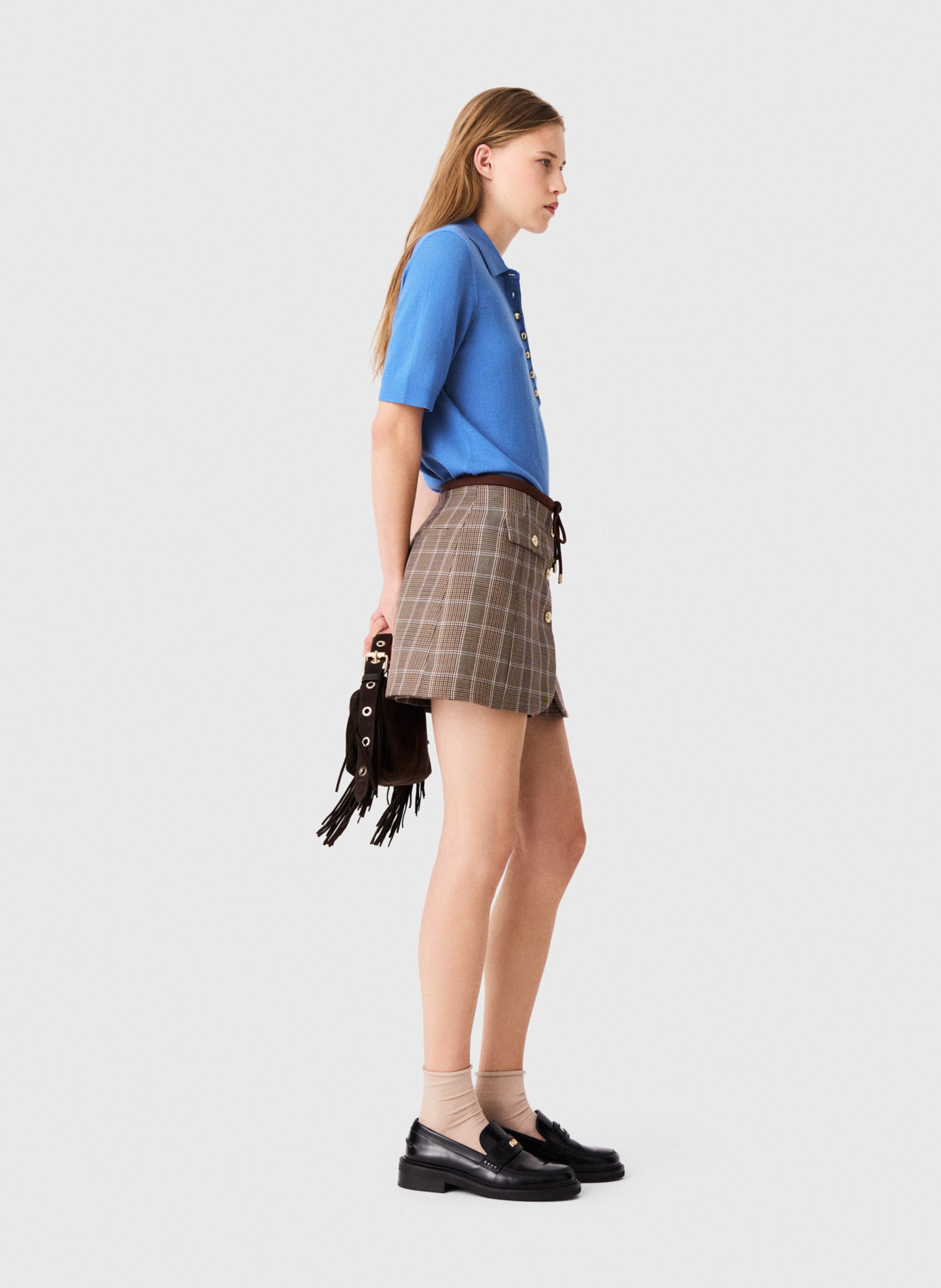 Short tailleur effet jupe à motifs MAJE Marron