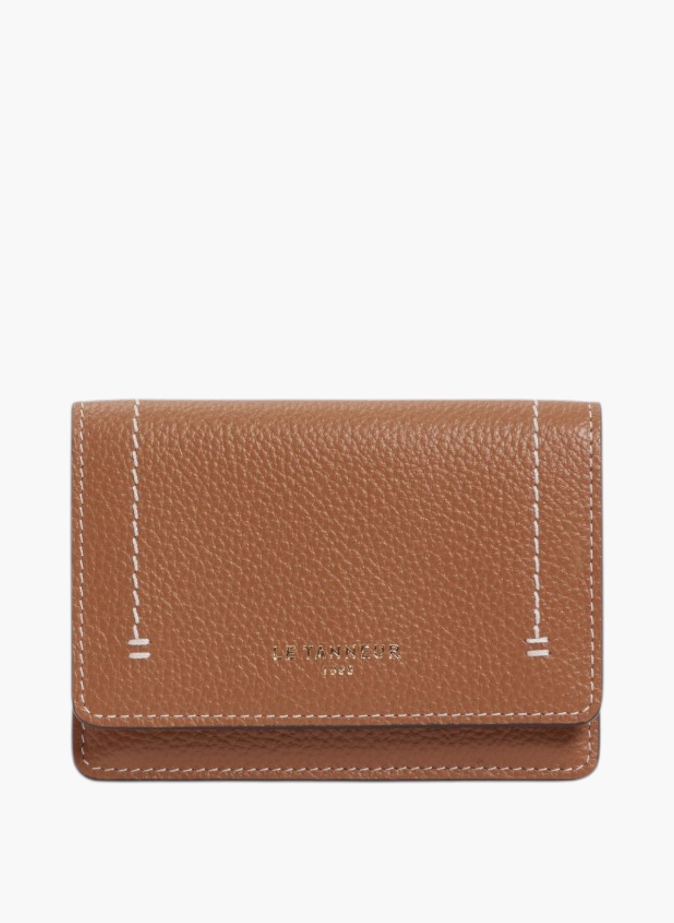 Petit porte cartes à rabat louison en cuir grainé LE TANNEUR Marron