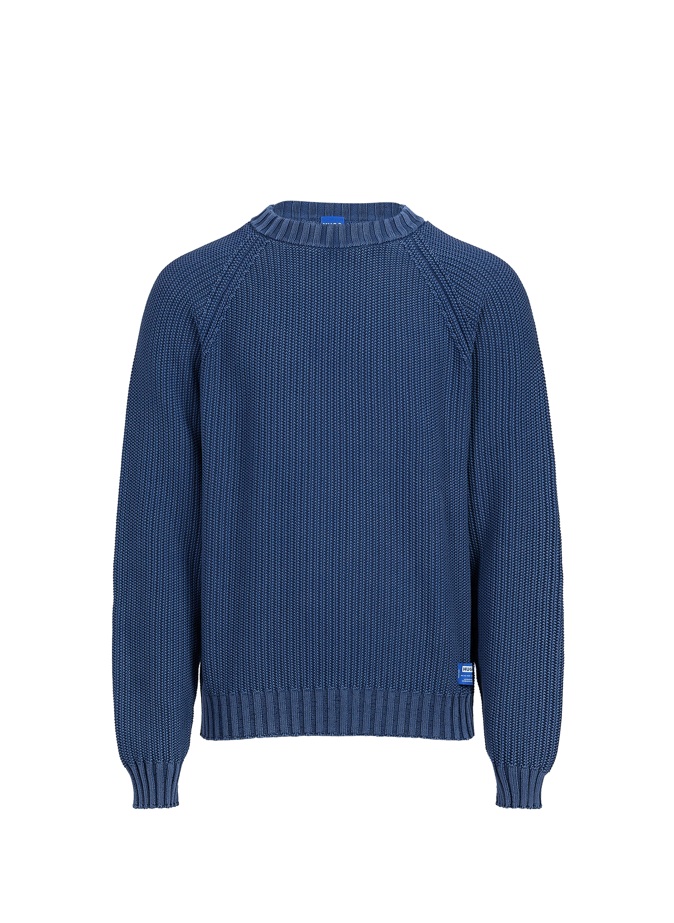 Straight round neck cotton sweater HUGO BLUE Blue