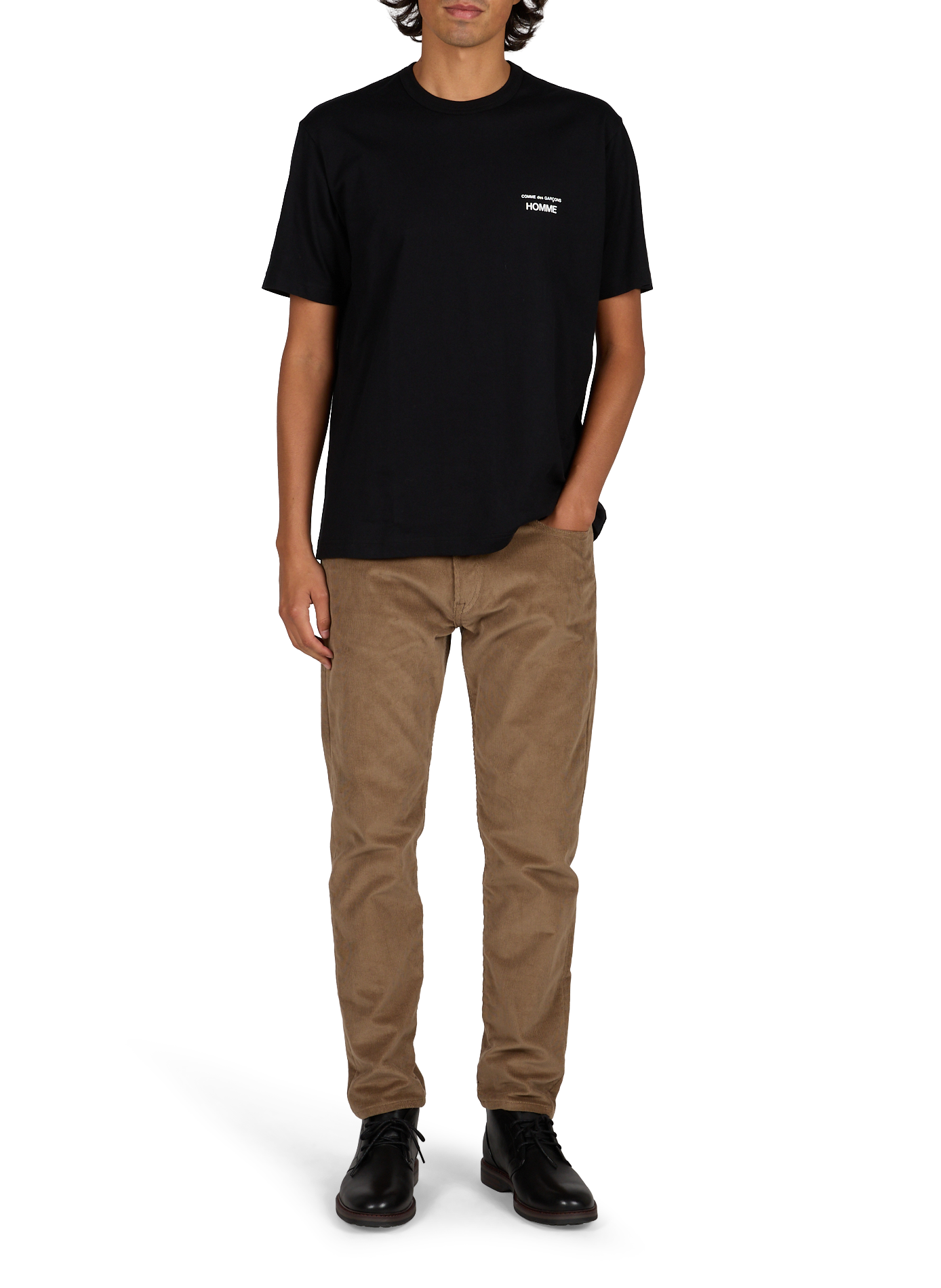 T-shirt droit sérigraphié en coton COMME DES GARCONS HOMME Noir