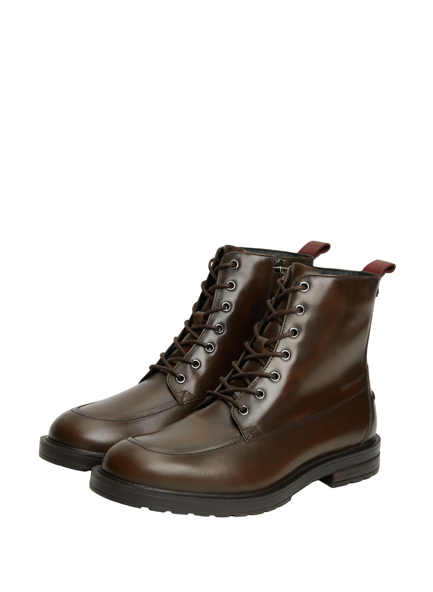 Lace-up leather ankle boots TOMMY HILFIGER Brown