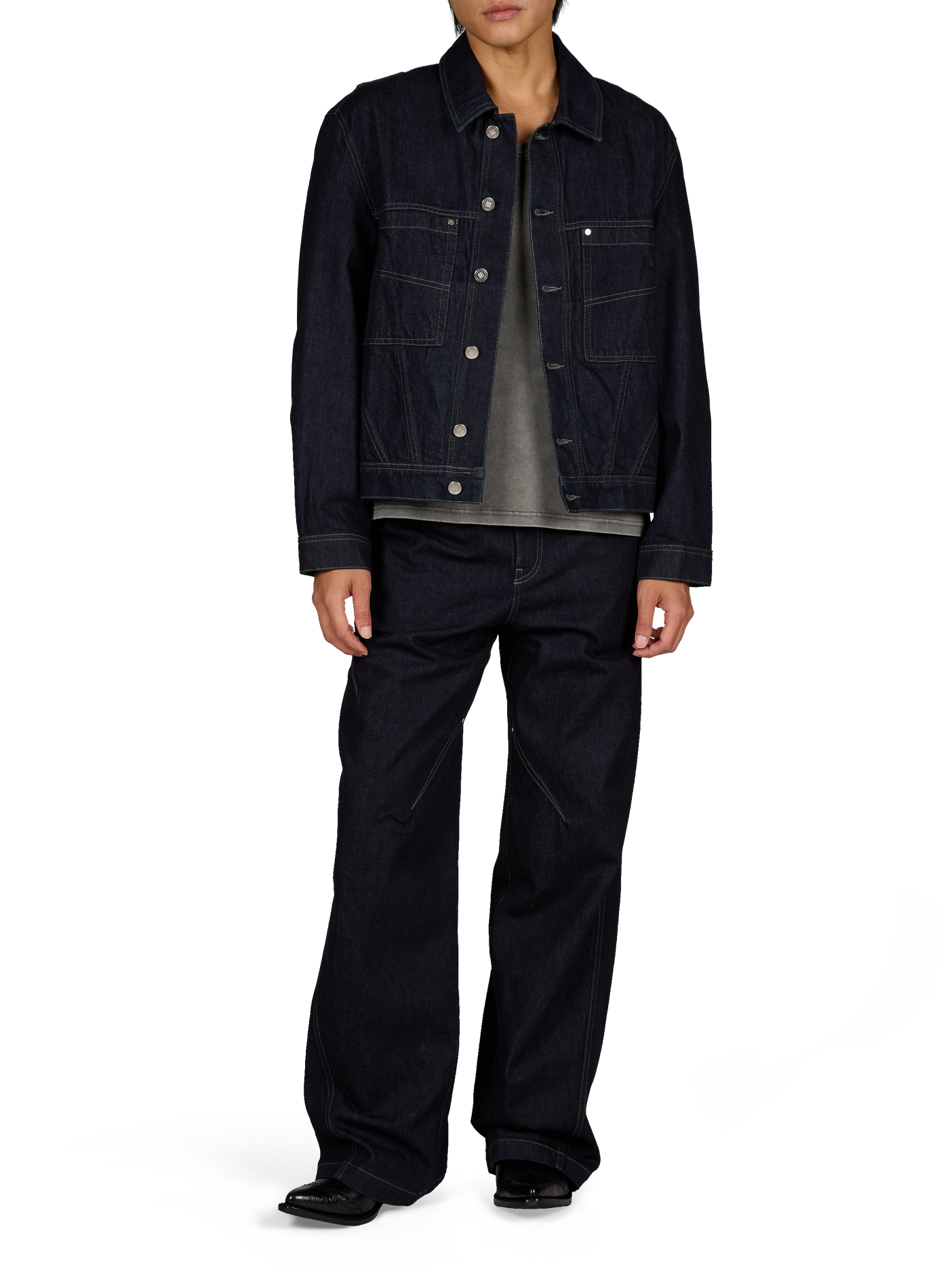 Veste denim droite col classique en coton LOUIS GABRIEL NOUCHI Bleu