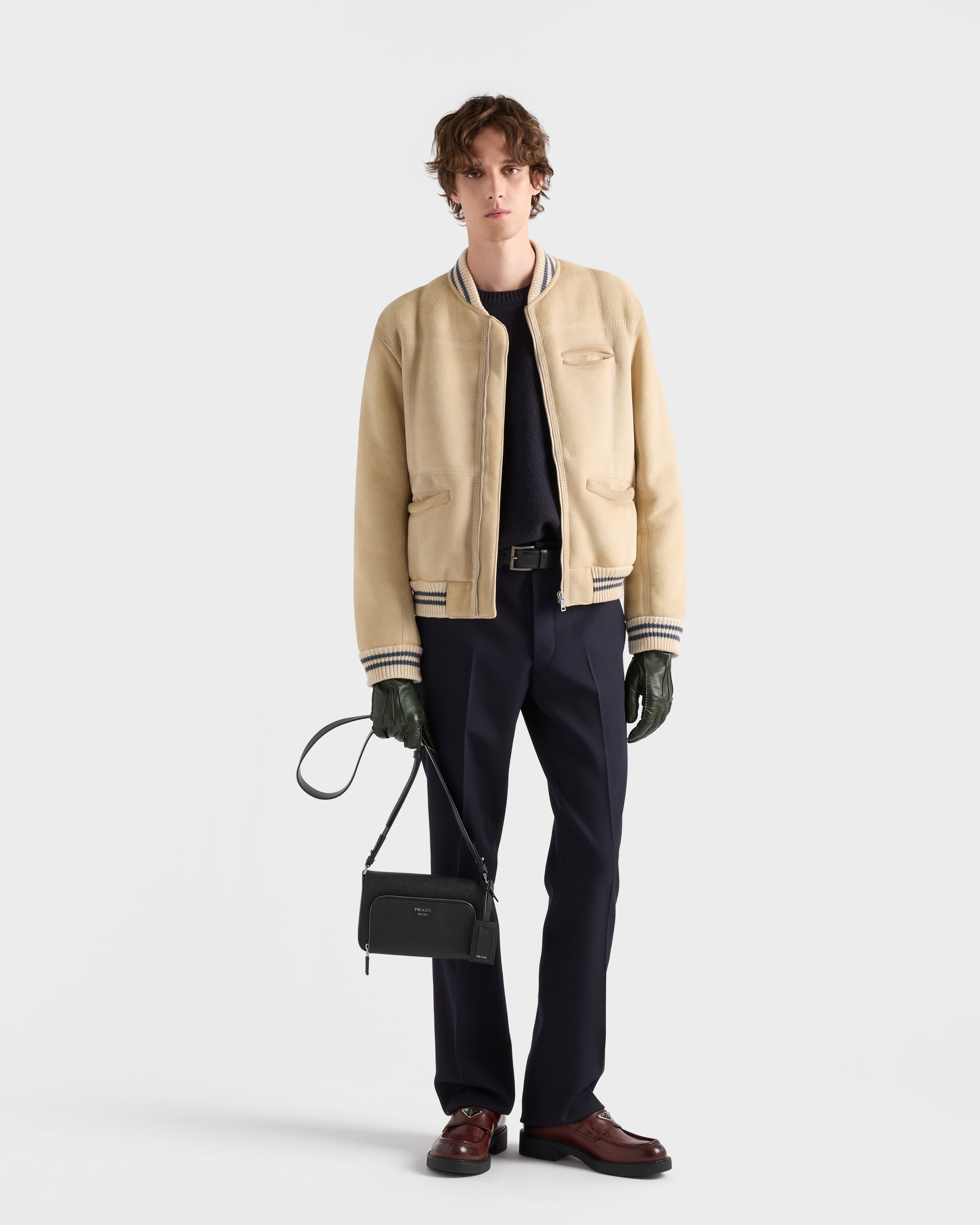 Sac porté épaule en cuir saffiano PRADA Noir