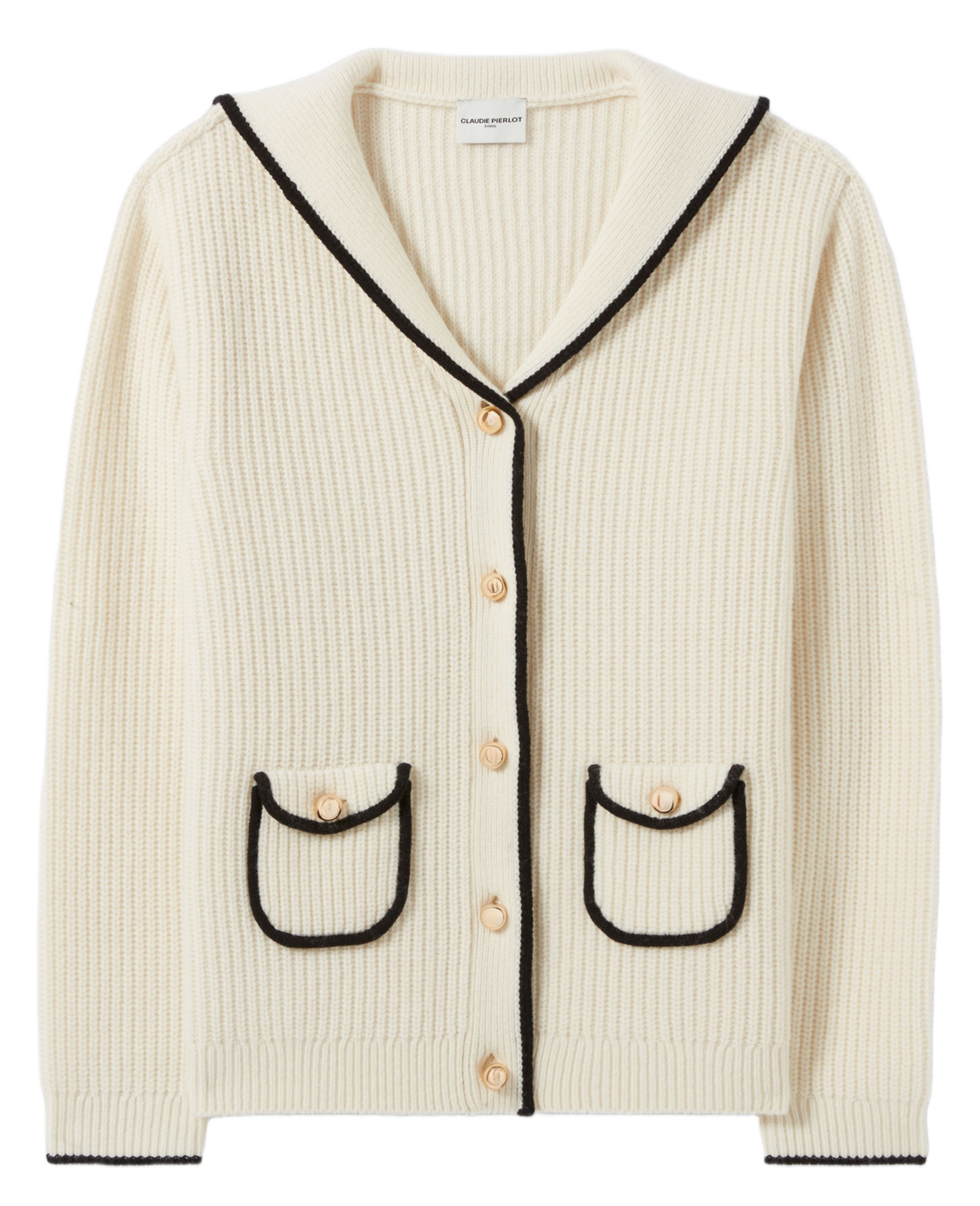 Cardigan boutonné en laine mélangée CLAUDIE PIERLOT Blanc