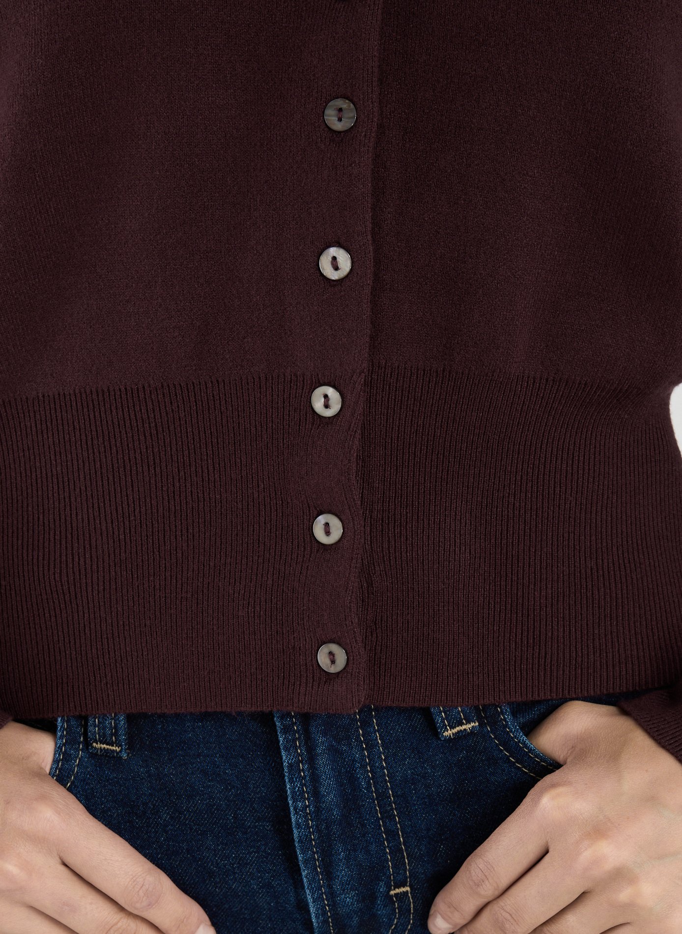 Cardigan cintré encolure V TOPSHOP Rouge