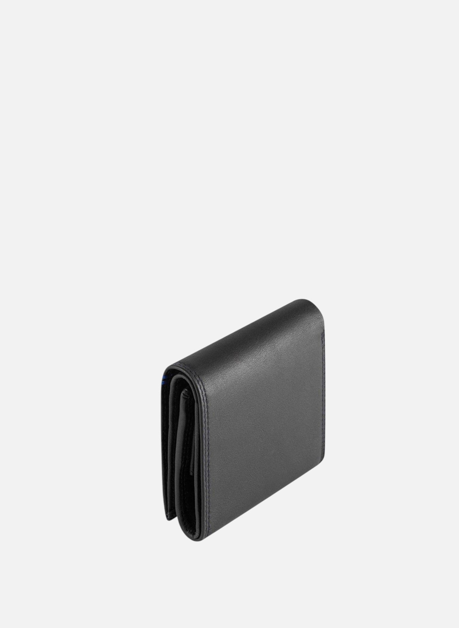 Porte monnaie boite avec poche billets martin en cuir lisse Noir