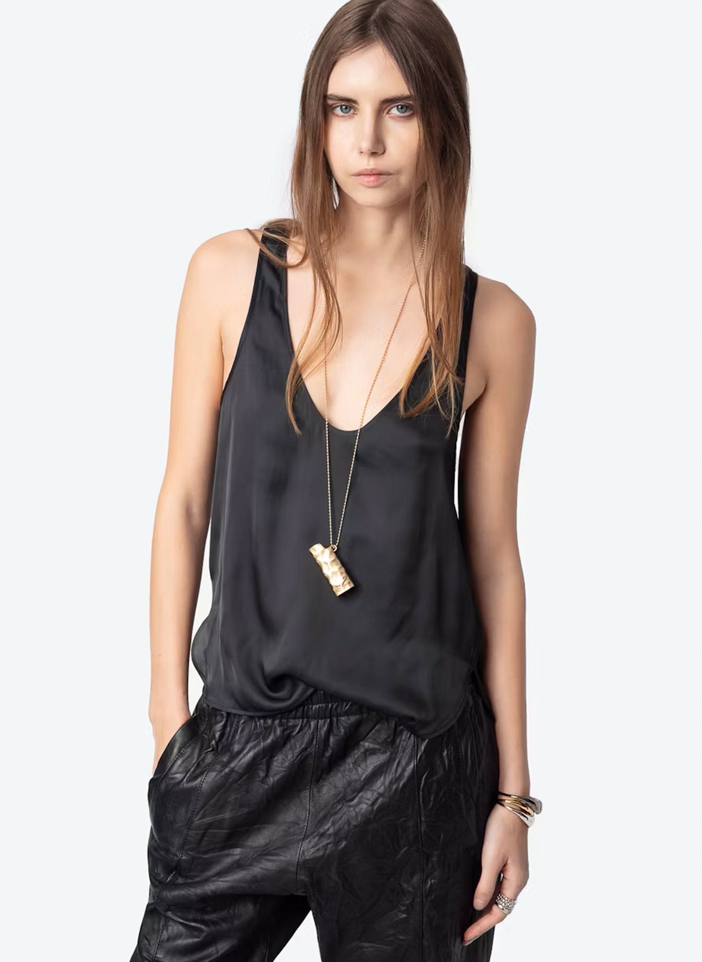 ZADIG&VOLTAIRE Top droit encolure ronde tarys Noir