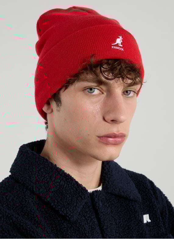 Ribbed beanie with embroidered logo Red Kangol Men Printemps