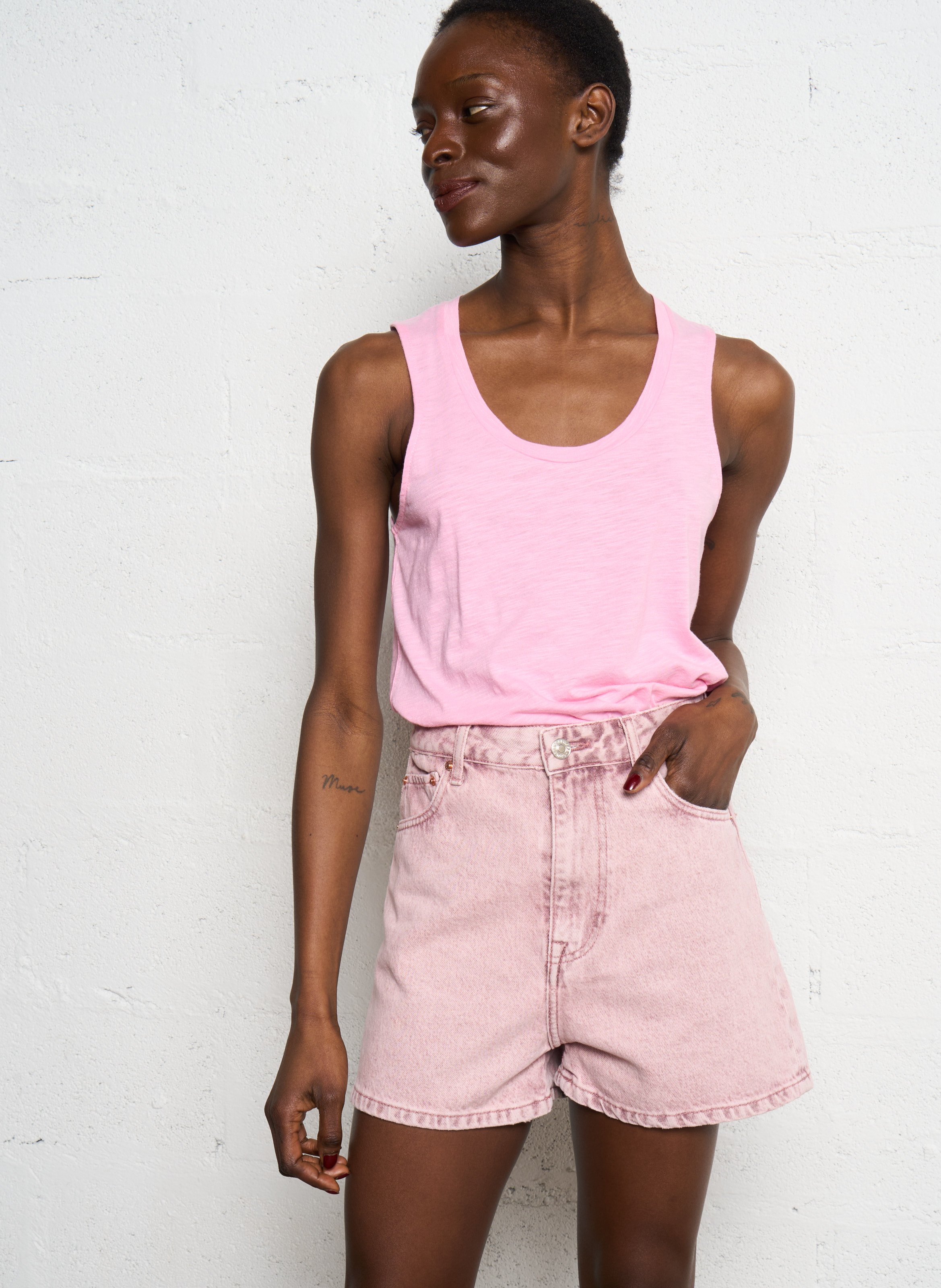 Débardeur à col rond en coton mélangé jacksonville AMERICAN VINTAGE Rose