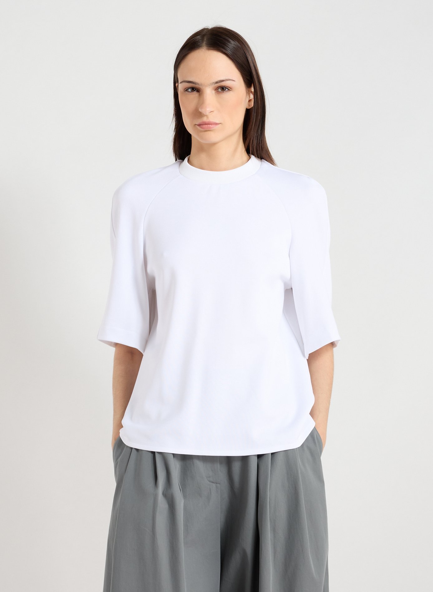 TIBI T-shirt ample à col rond White