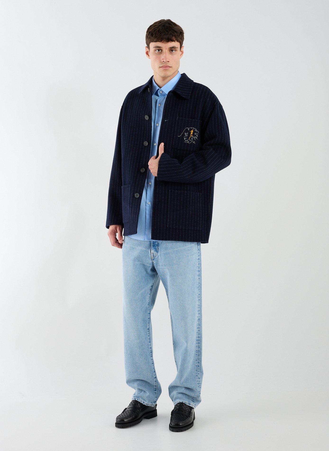 Jacket with classic collar in wool blend DROLE DE MONSIEUR Blue
