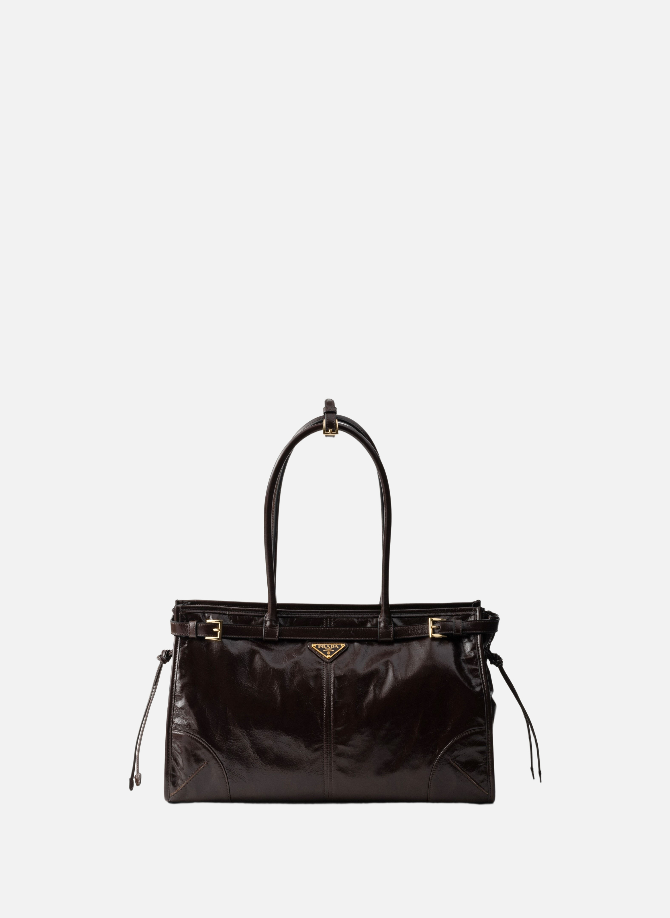 PRADA Grand sac à main prada bonnie en cuir Marron