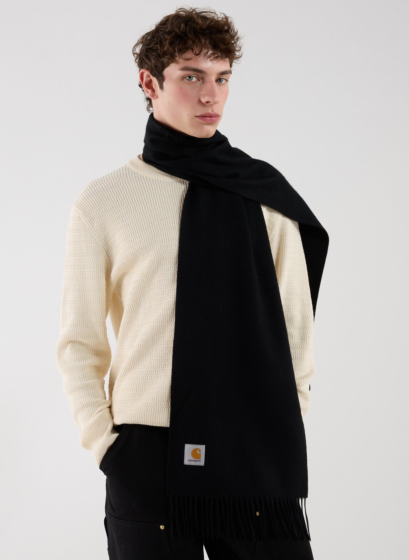 Echarpe à franges en laine CARHARTT WIP Noir