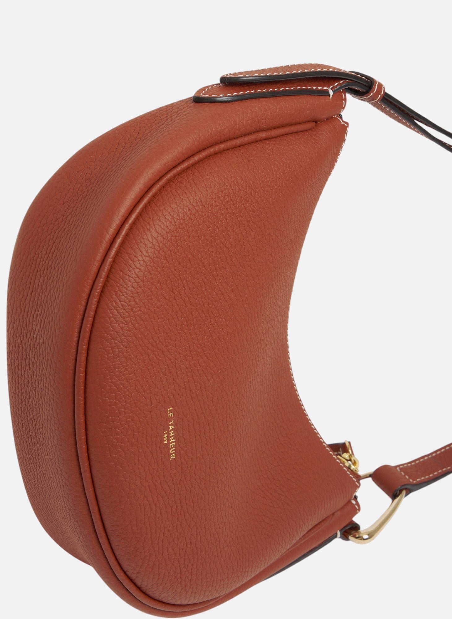 Petit sac bandoulière madeleine en cuir de taurillon grainé LE TANNEUR Marron