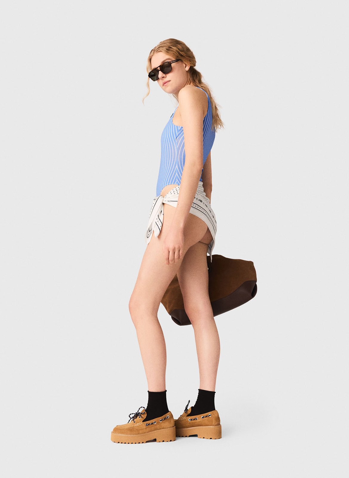 Body moulant à rayures MAJE Bleu