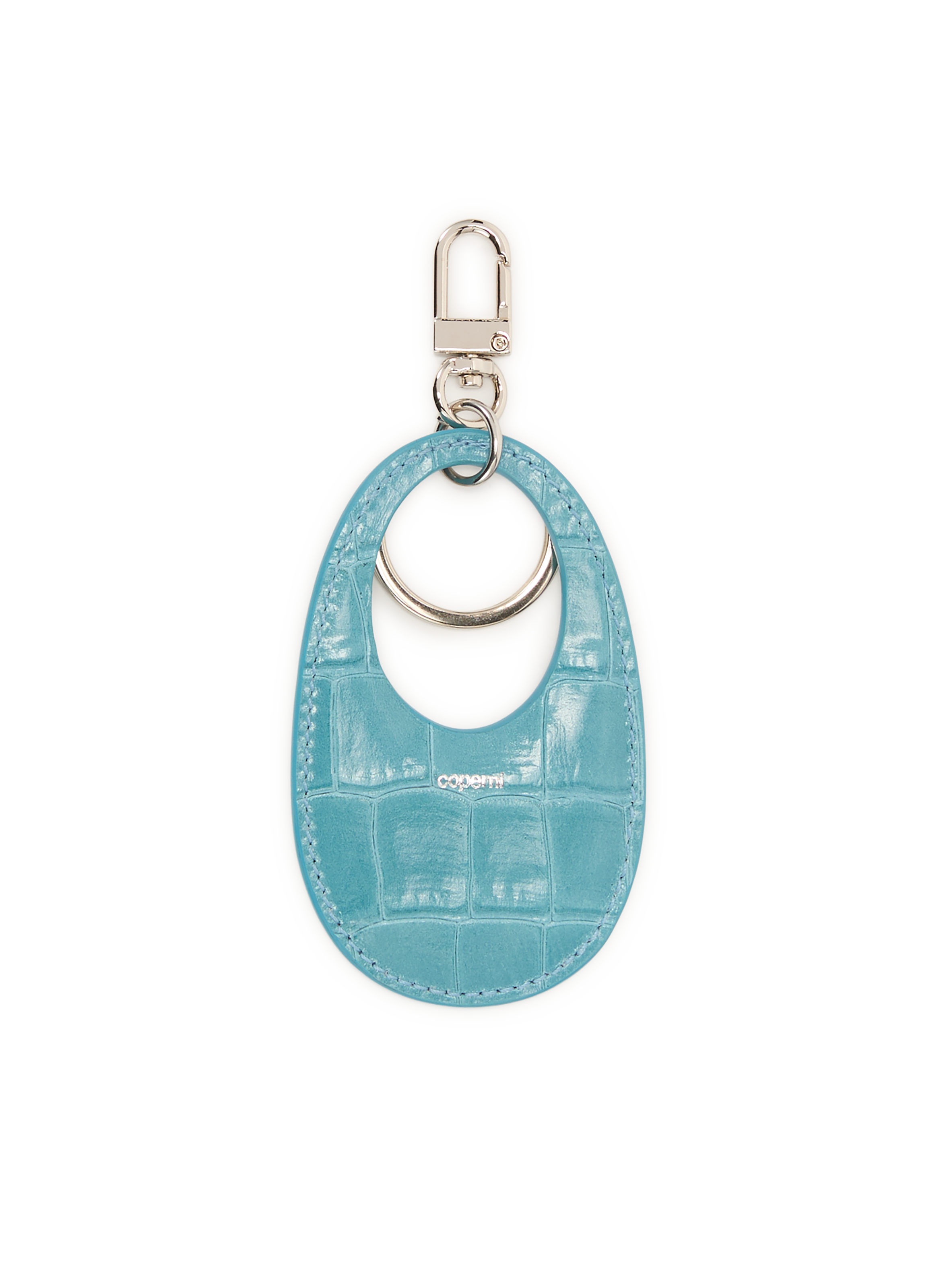 Crocodile embossed leather swipe keychain COPERNI Blue