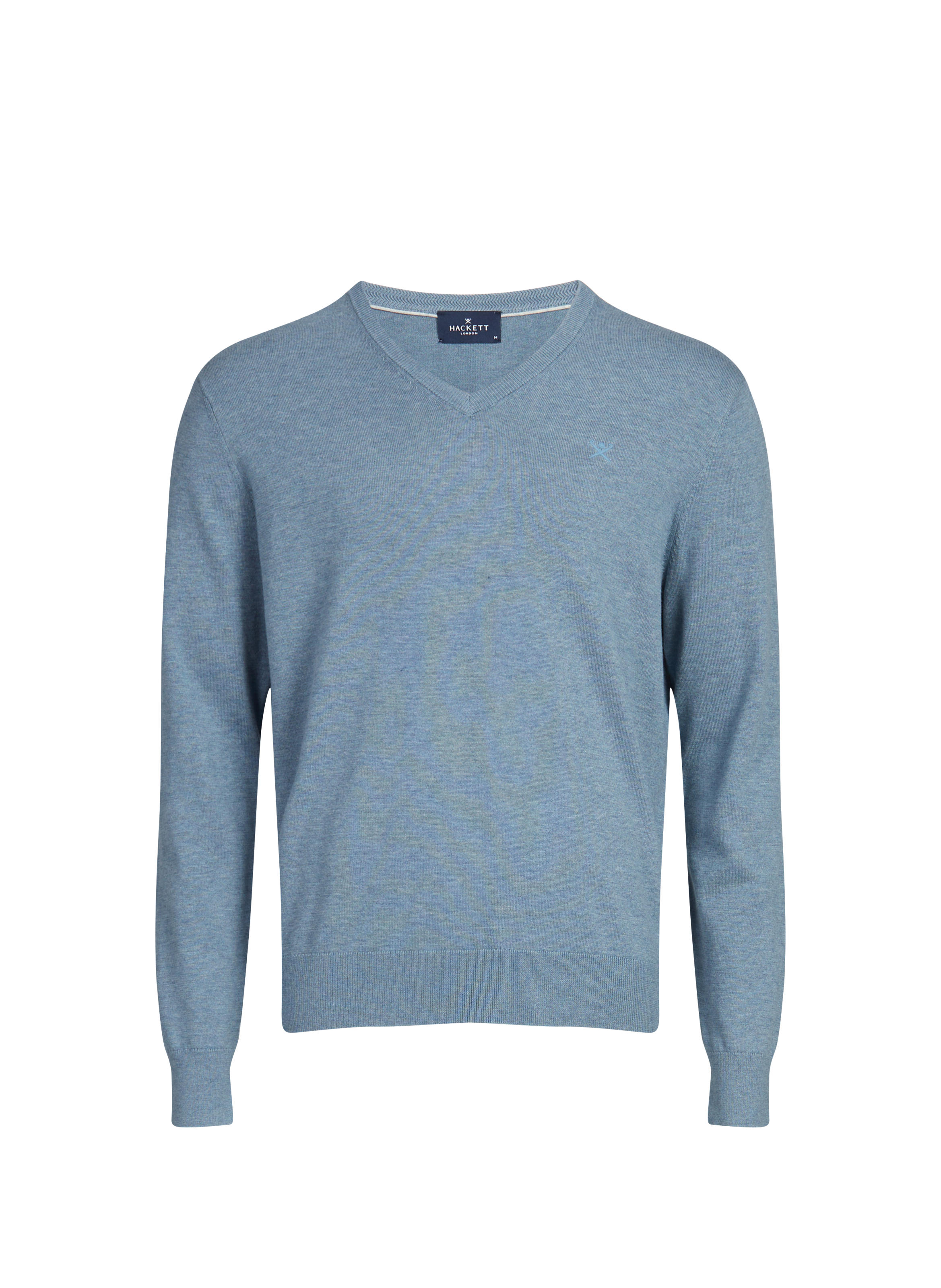Pull col V en coton et soie HACKETT Bleu