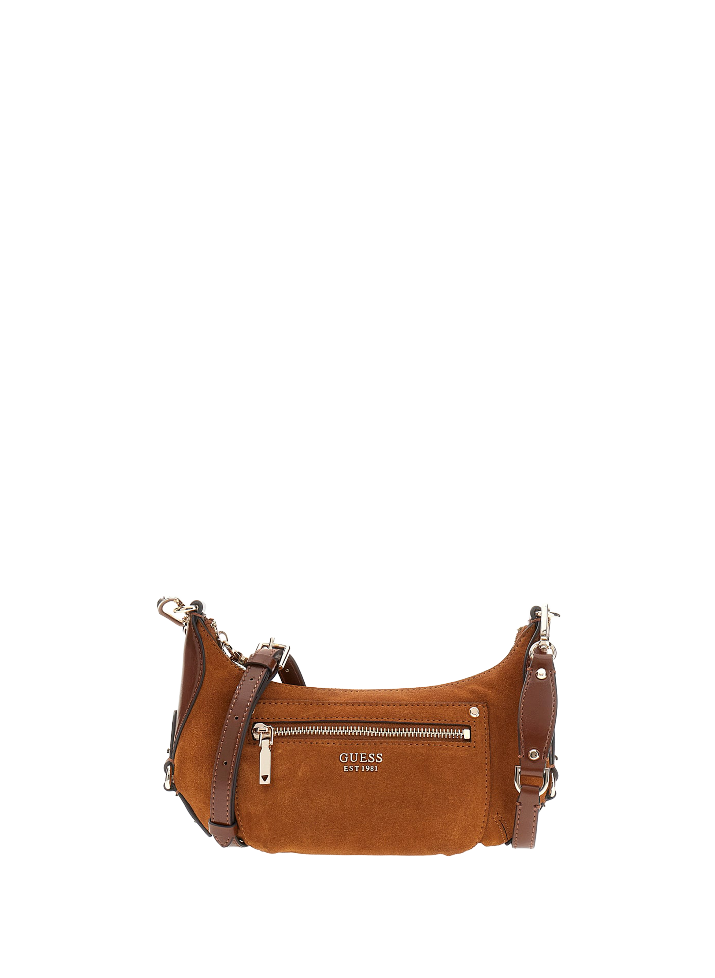 Marsha cowhide leather mini crossbody bag GUESS Brown