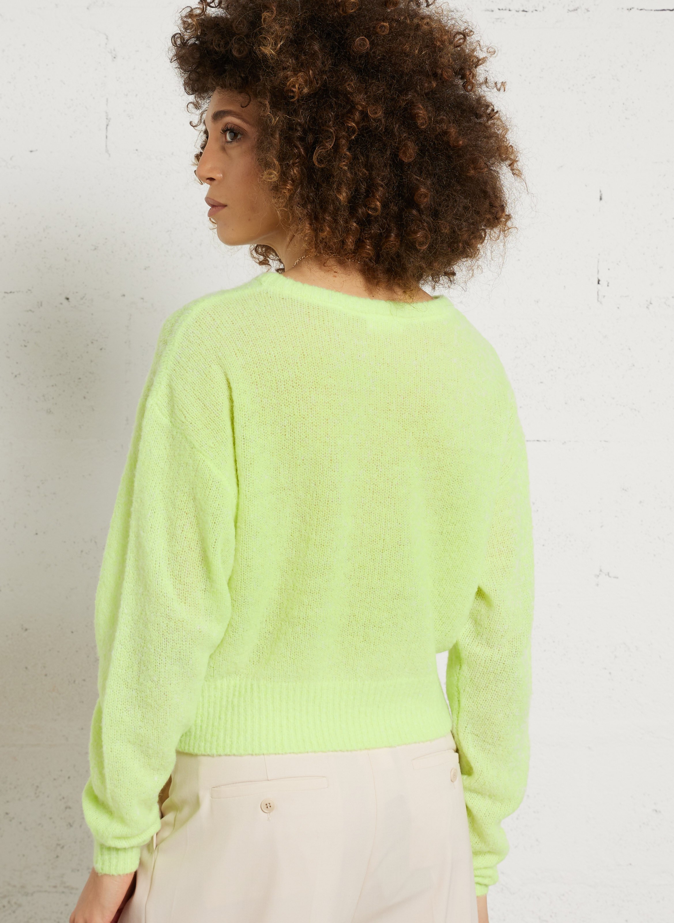 Pull oversize col rond en laine mélangée nuggy AMERICAN VINTAGE Jaune