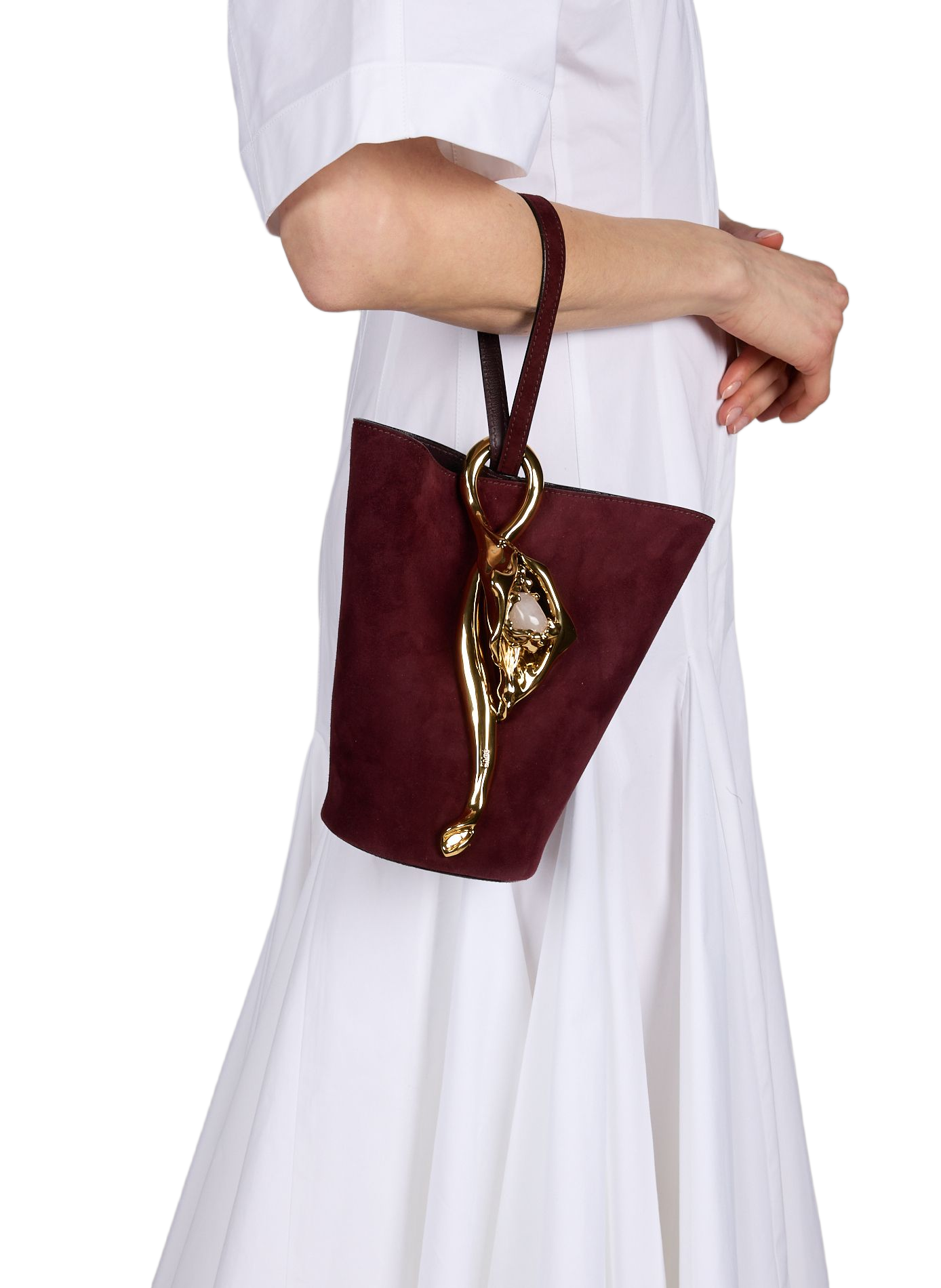 Small bucket bag Eden Treasures in suede leather CHLOÉ Red