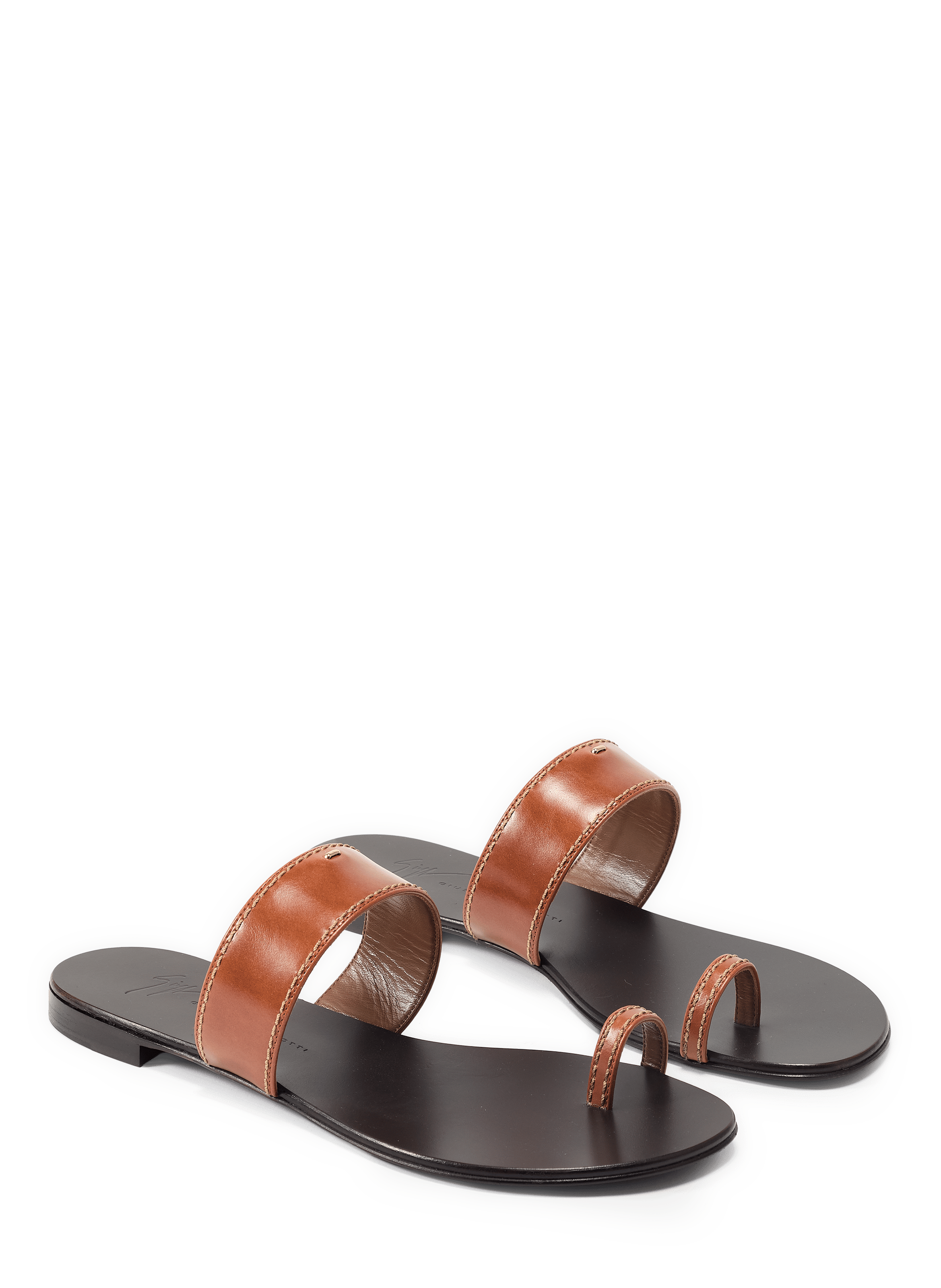 Sandales plates Nitis en cuir GIUSEPPE ZANOTTI Marron