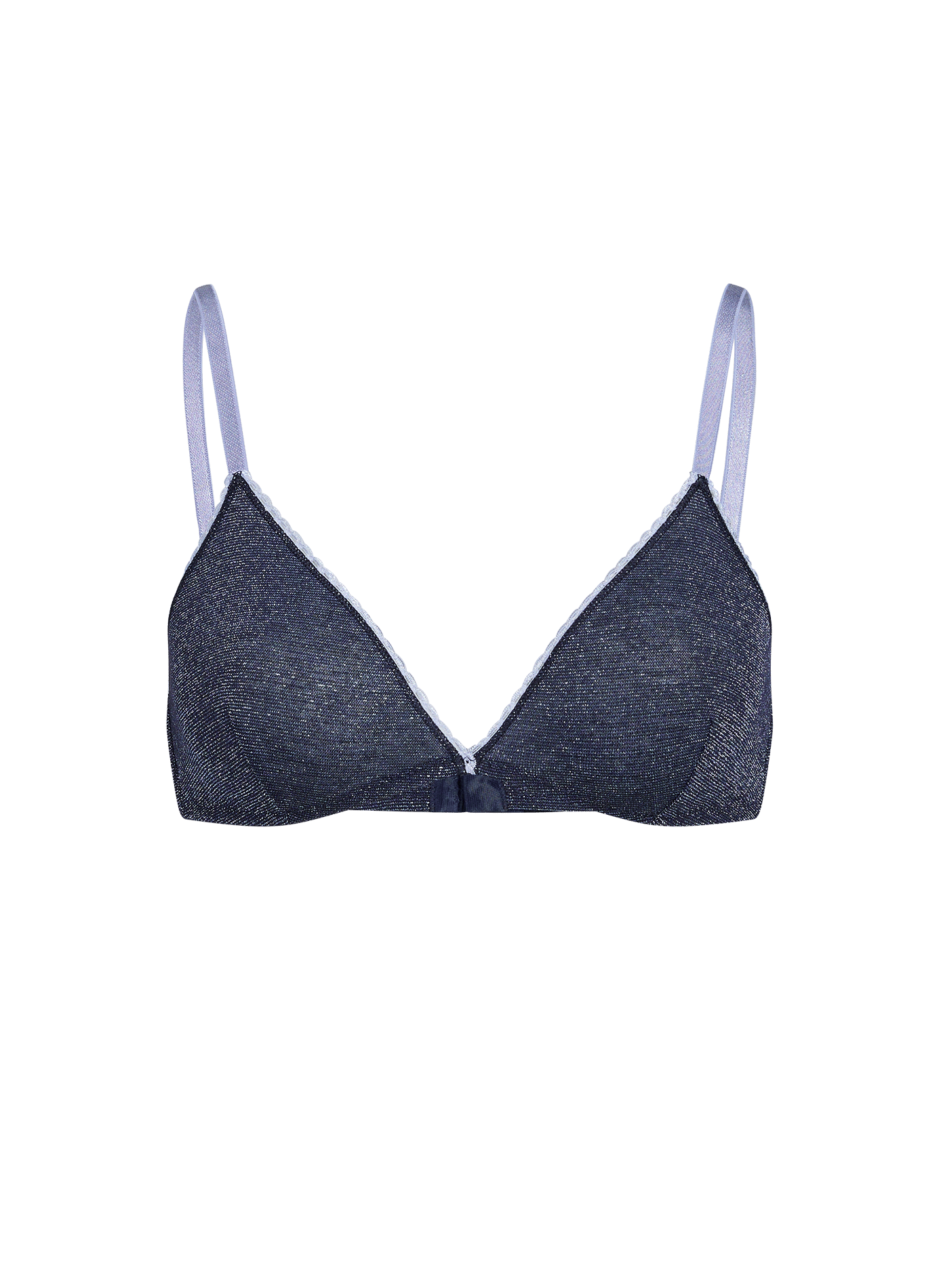 <p>Shiny triangle bra</p> MOMONI Blue