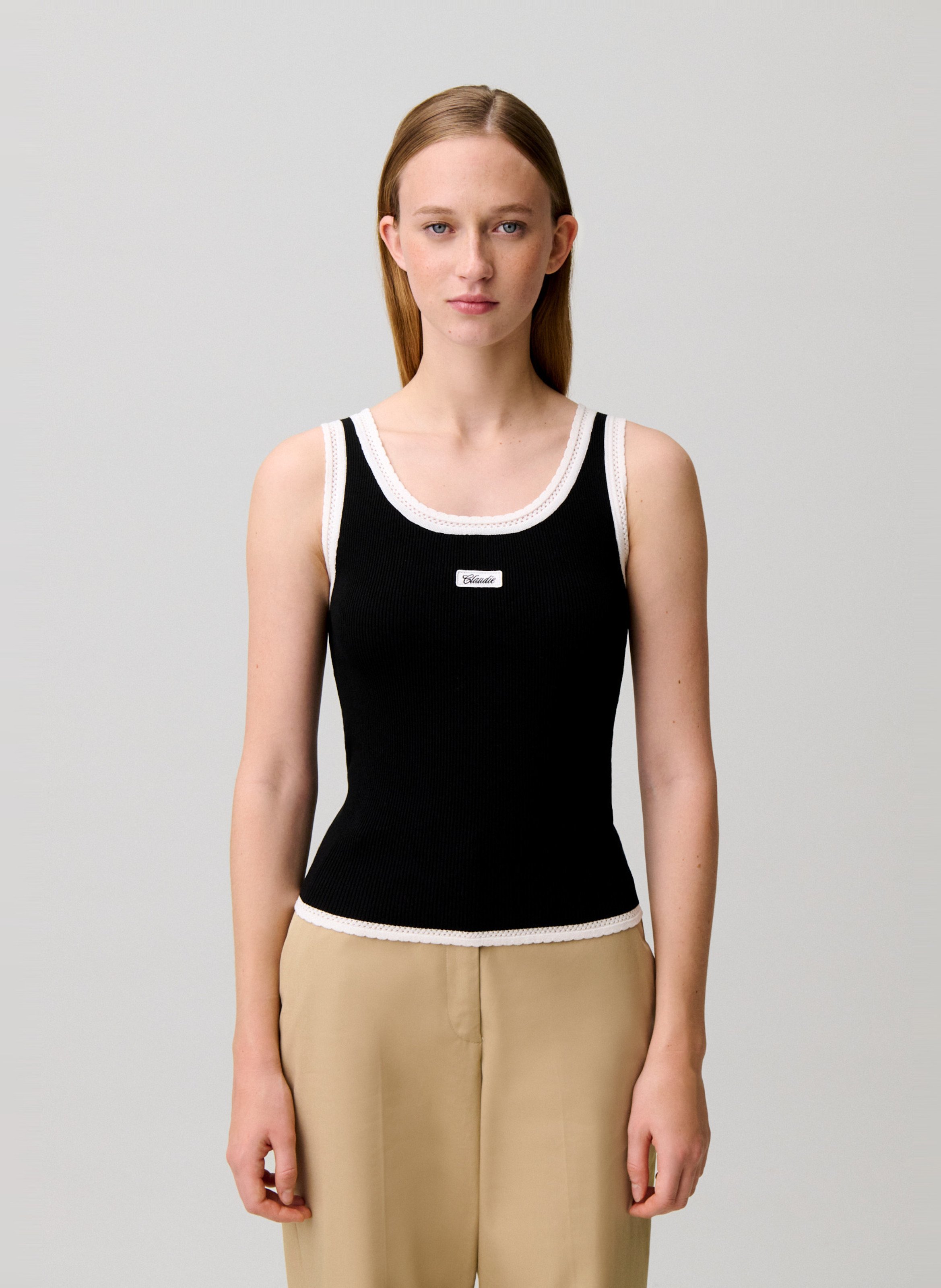 Débardeur ajusté à bords contrastés CLAUDIE PIERLOT Noir