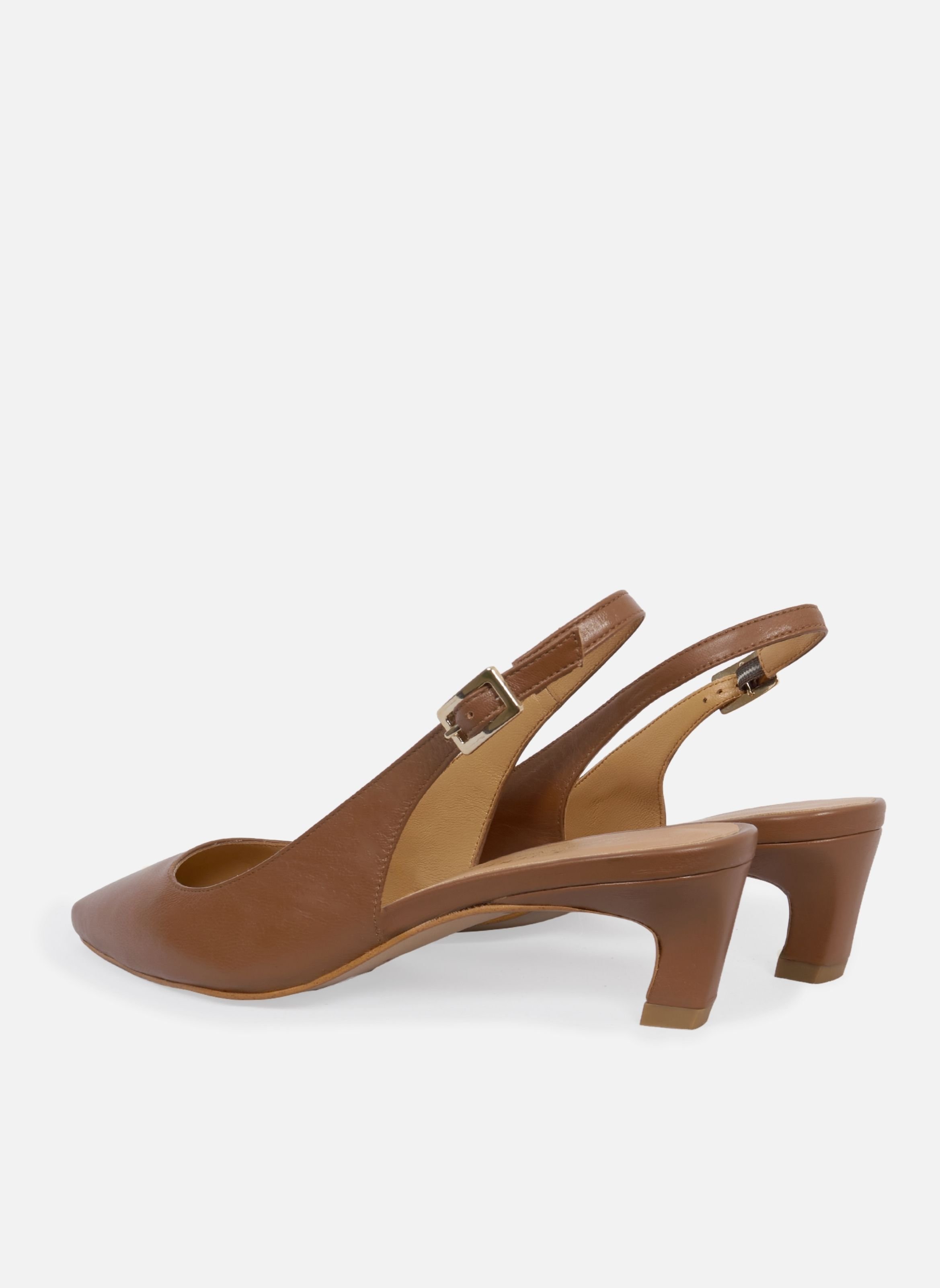 Escarpins slingback albane petit talon cuir lisse JULES & JENN Marron