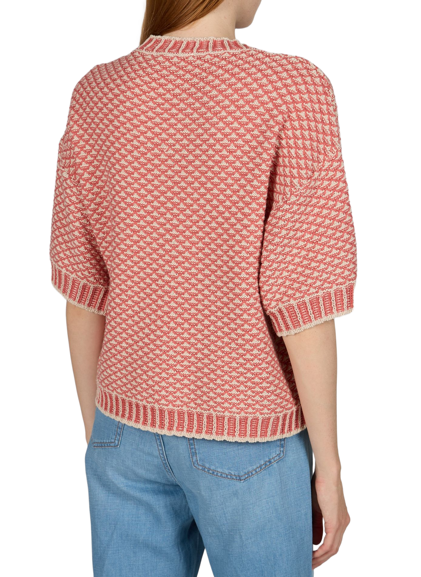 Short-sleeved knit sweater by Catina Pilla in a cotton blend MSCH Pink