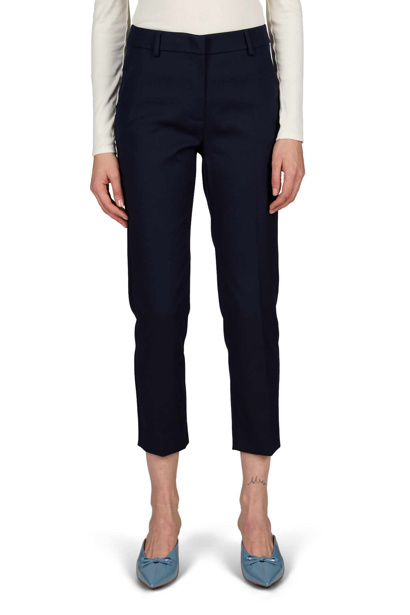 Schmale Hose mit Falten aus Stretch-Baumwolle MAX MARA WEEK END Blau
