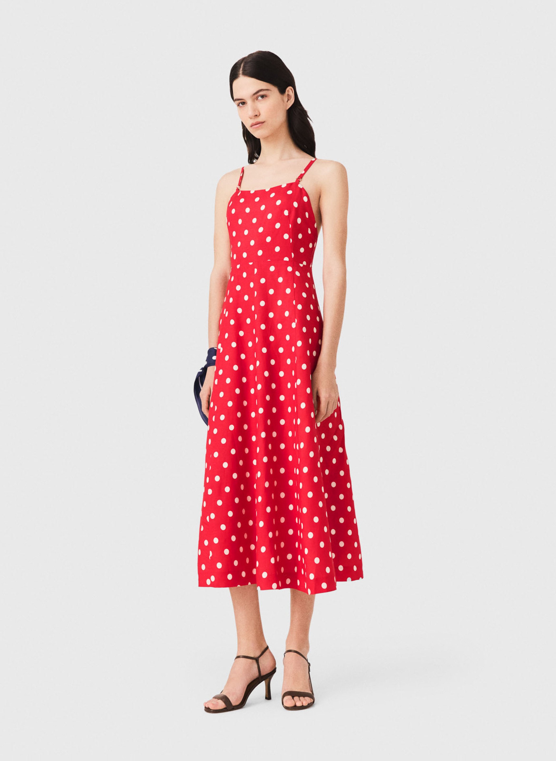 Robe longue à pois MAJE Rouge