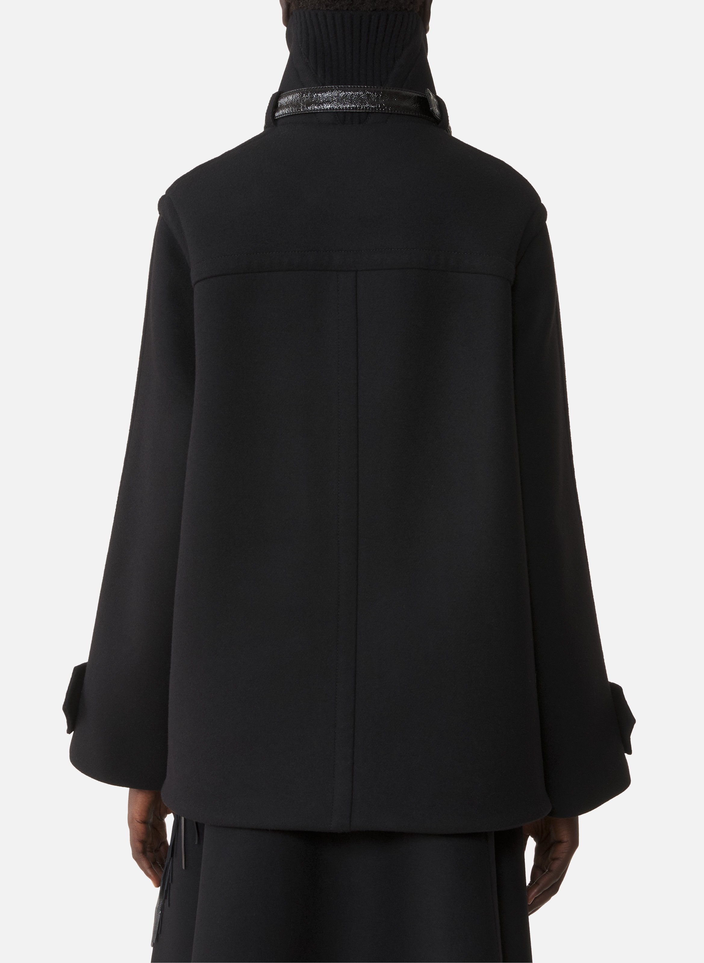 Manteau court col montant en laine LANVIN Noir
