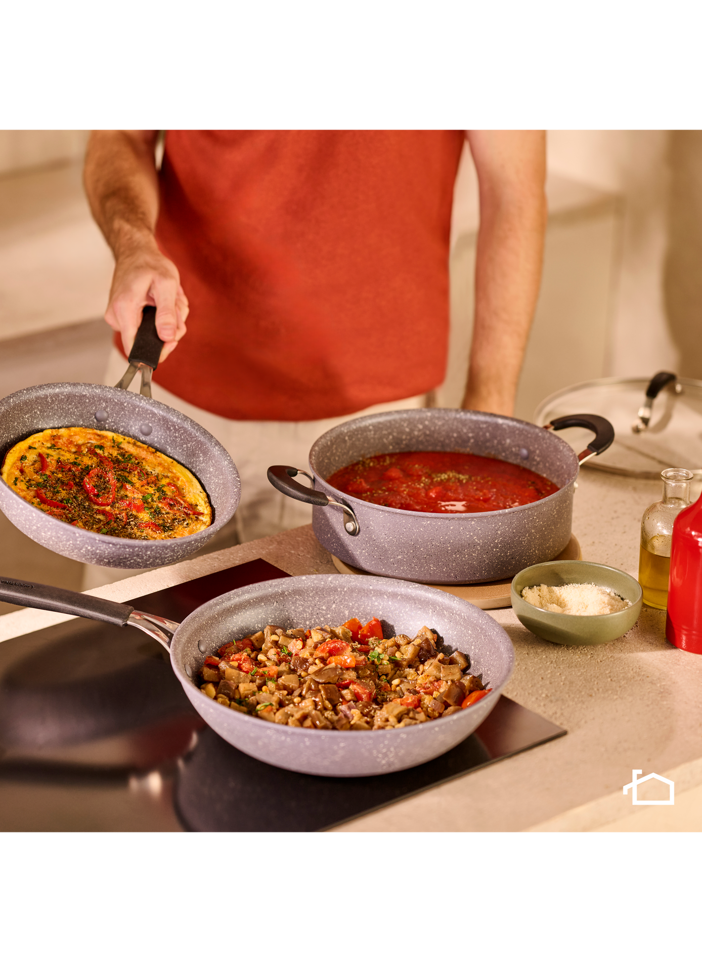 Tempra Mineral Sauté Pan with 2 Handles and Lid LAGOSTINA Grey