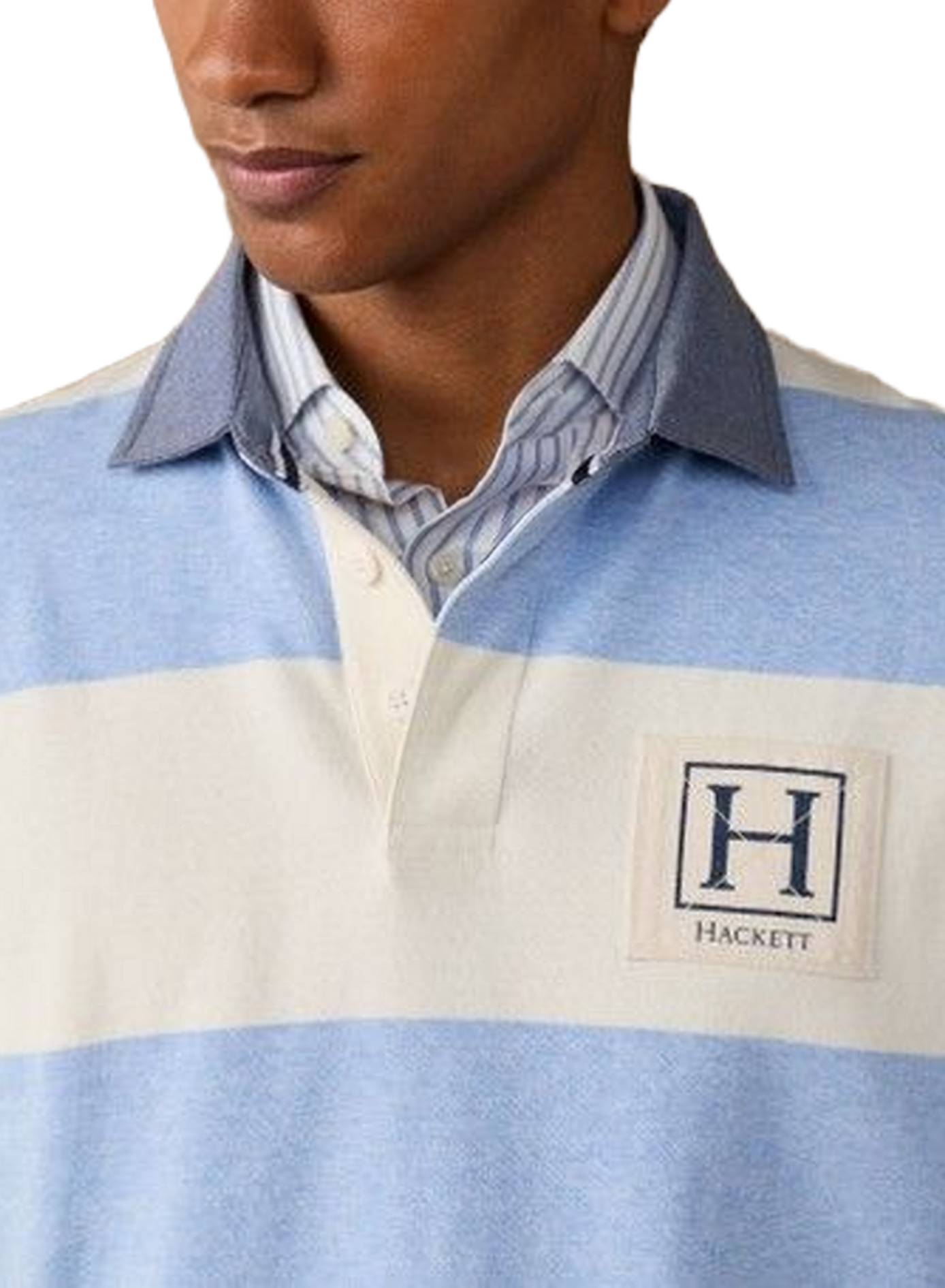 Polo à rayures en coton HACKETT Bleu