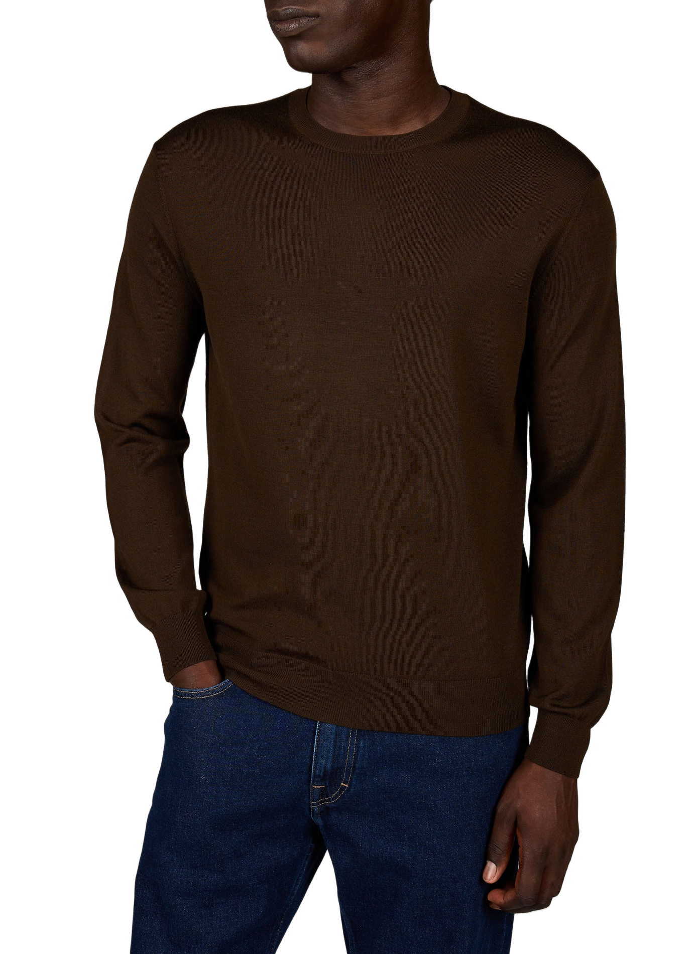 Round-neck straight fit wool sweater CLOSED Brown