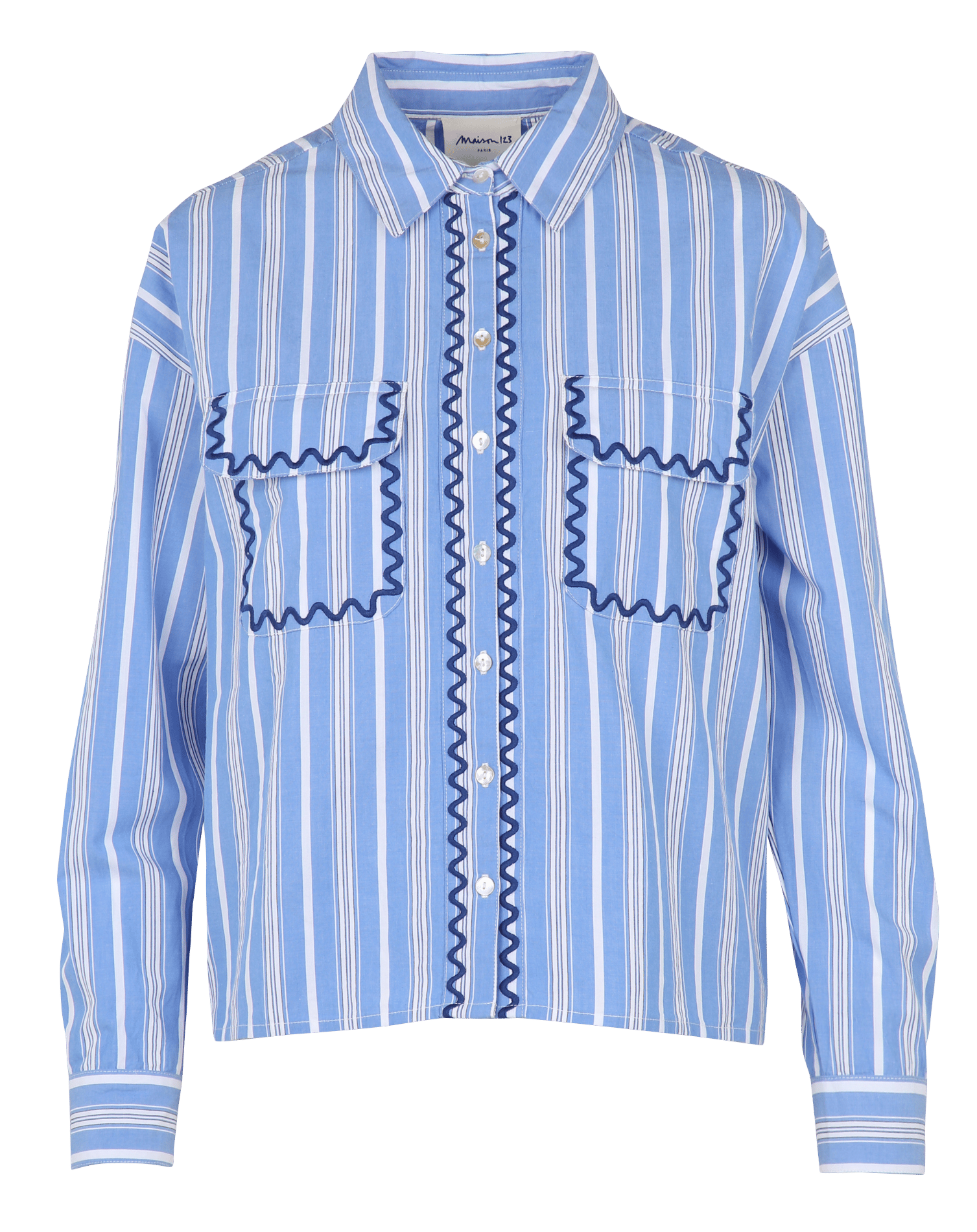 Chemise droite col classique rayée en coton dickinson MAISON 123 Bleu