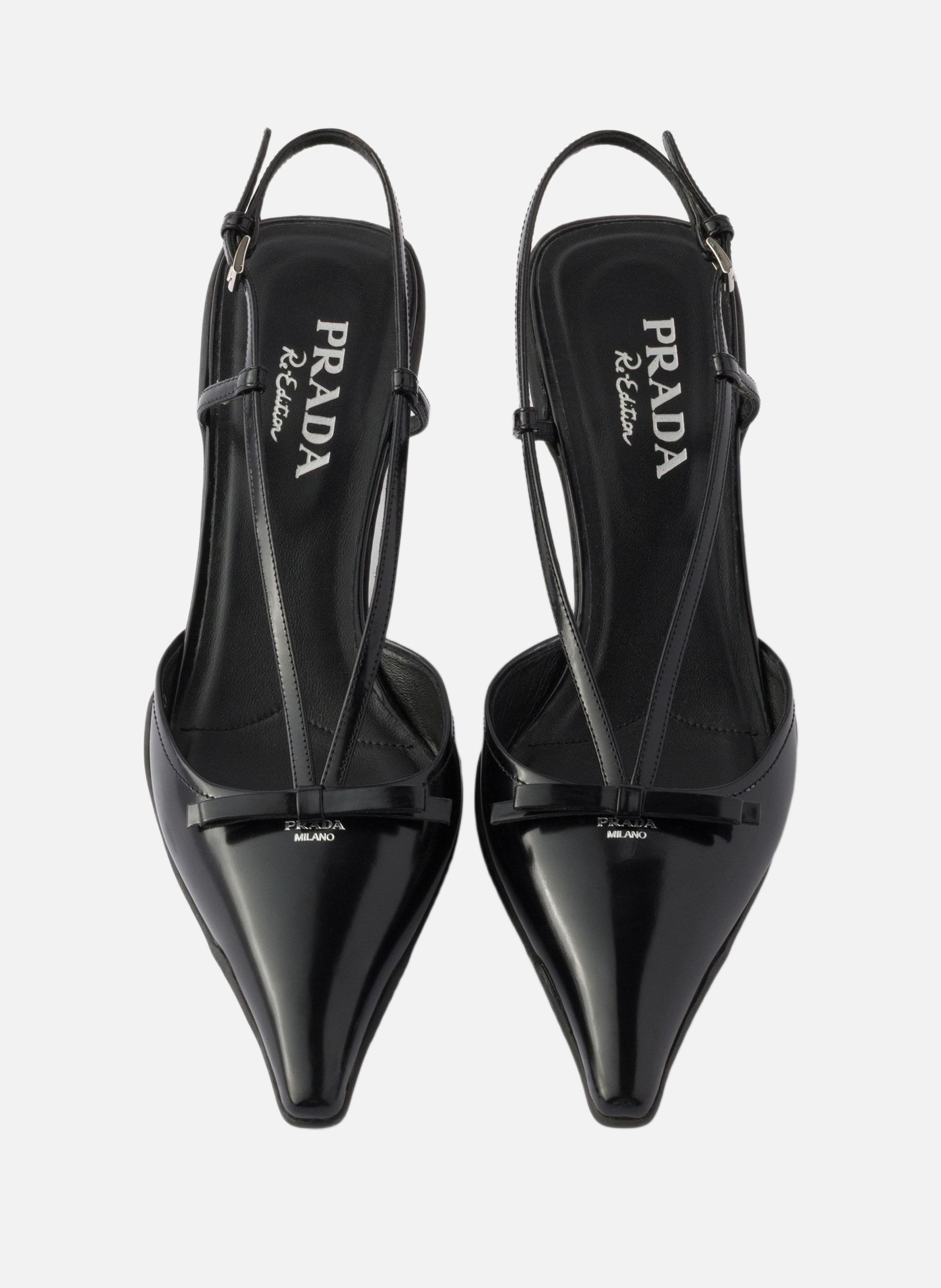 Escarpins à bride arrière en cuir brossé PRADA Noir