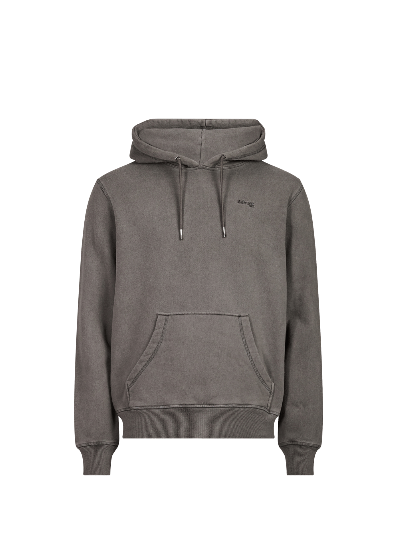 Einfarbiger Baumwollkapuzenpullover SCHOTT Grau