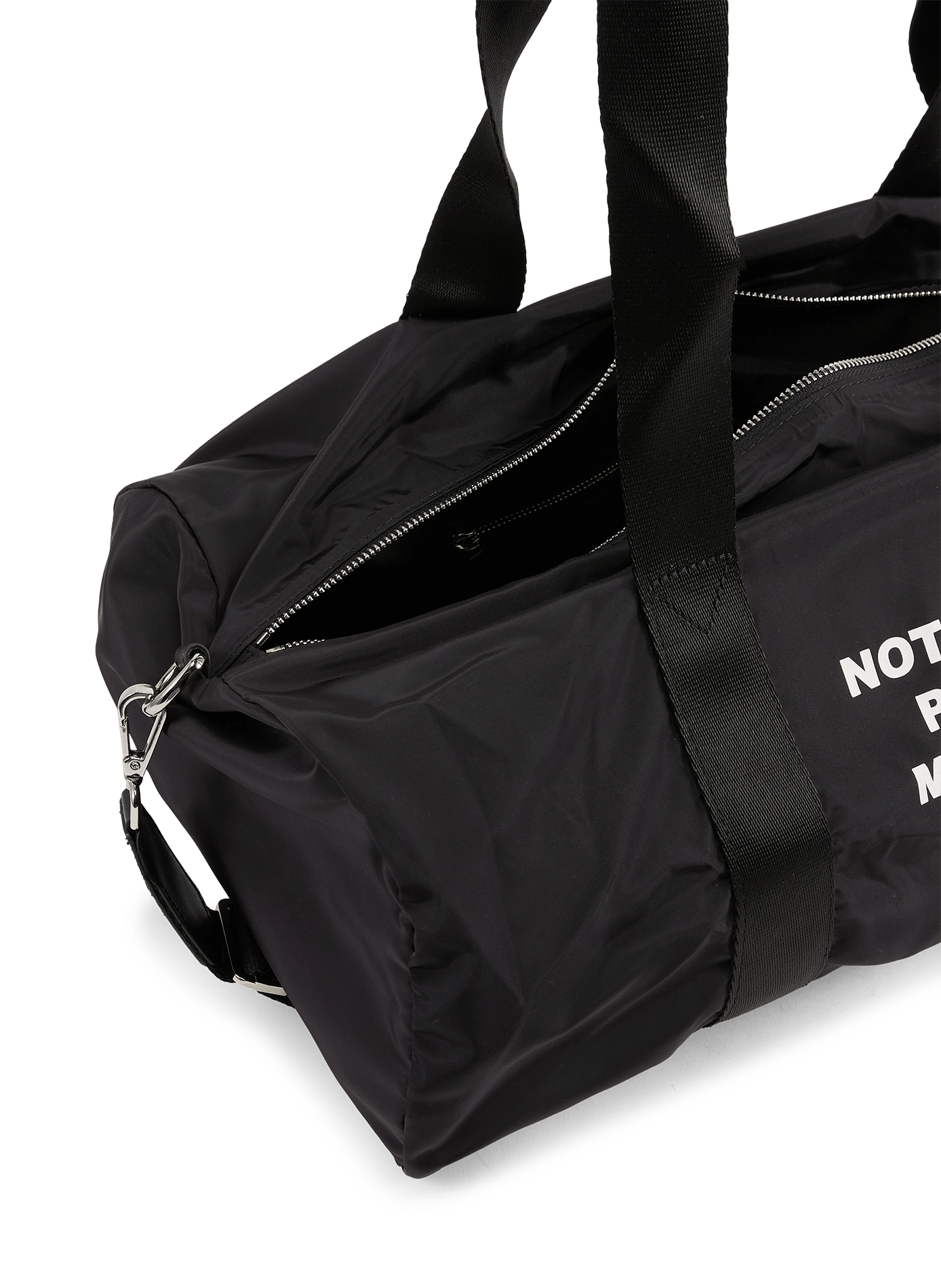 Solid color sports bag with slogan DROLE DE MONSIEUR Black