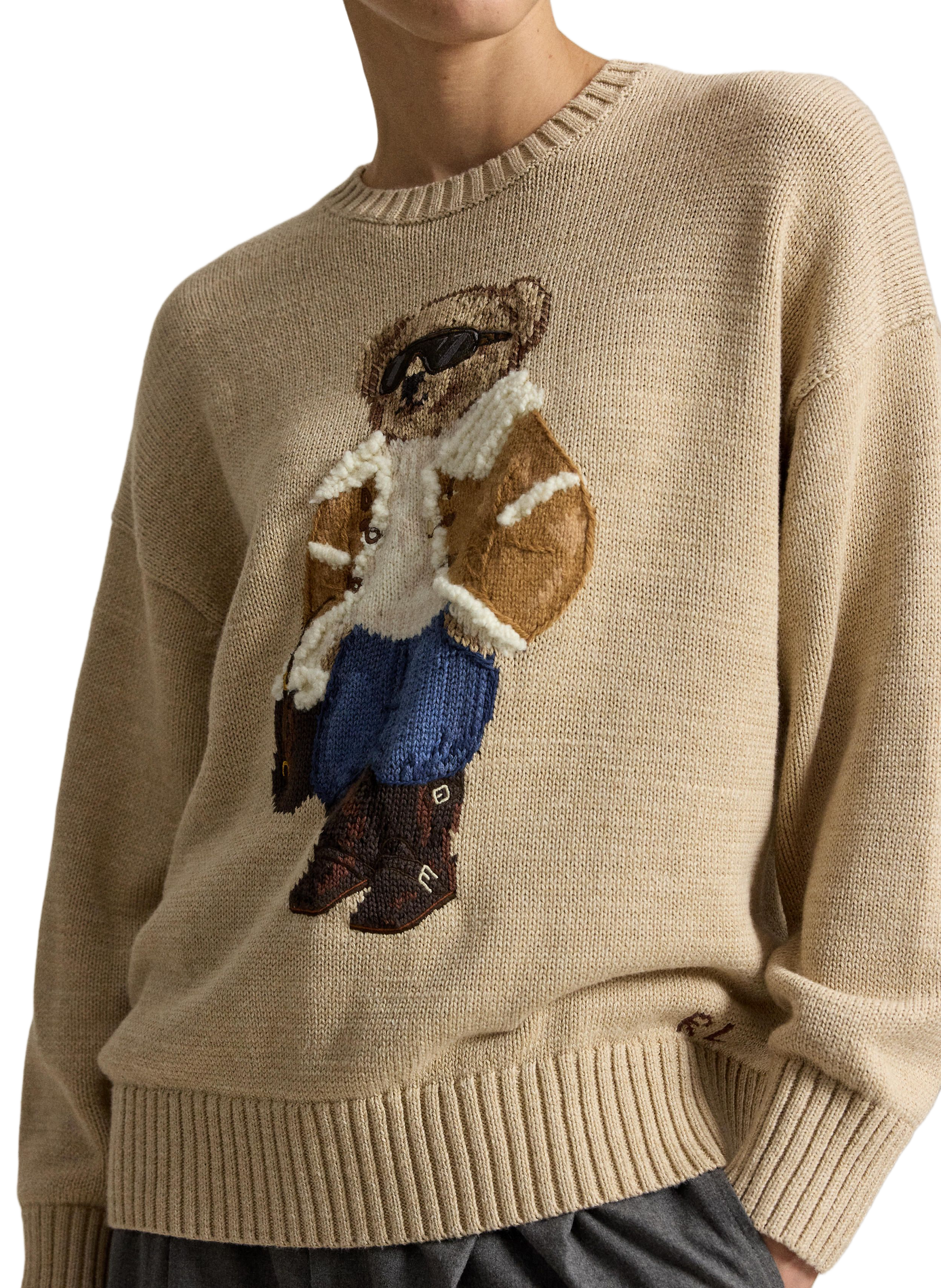 Gerade geschnittene Hose mit Bear-Logo aus Baumwolle POLO RALPH LAUREN Beige