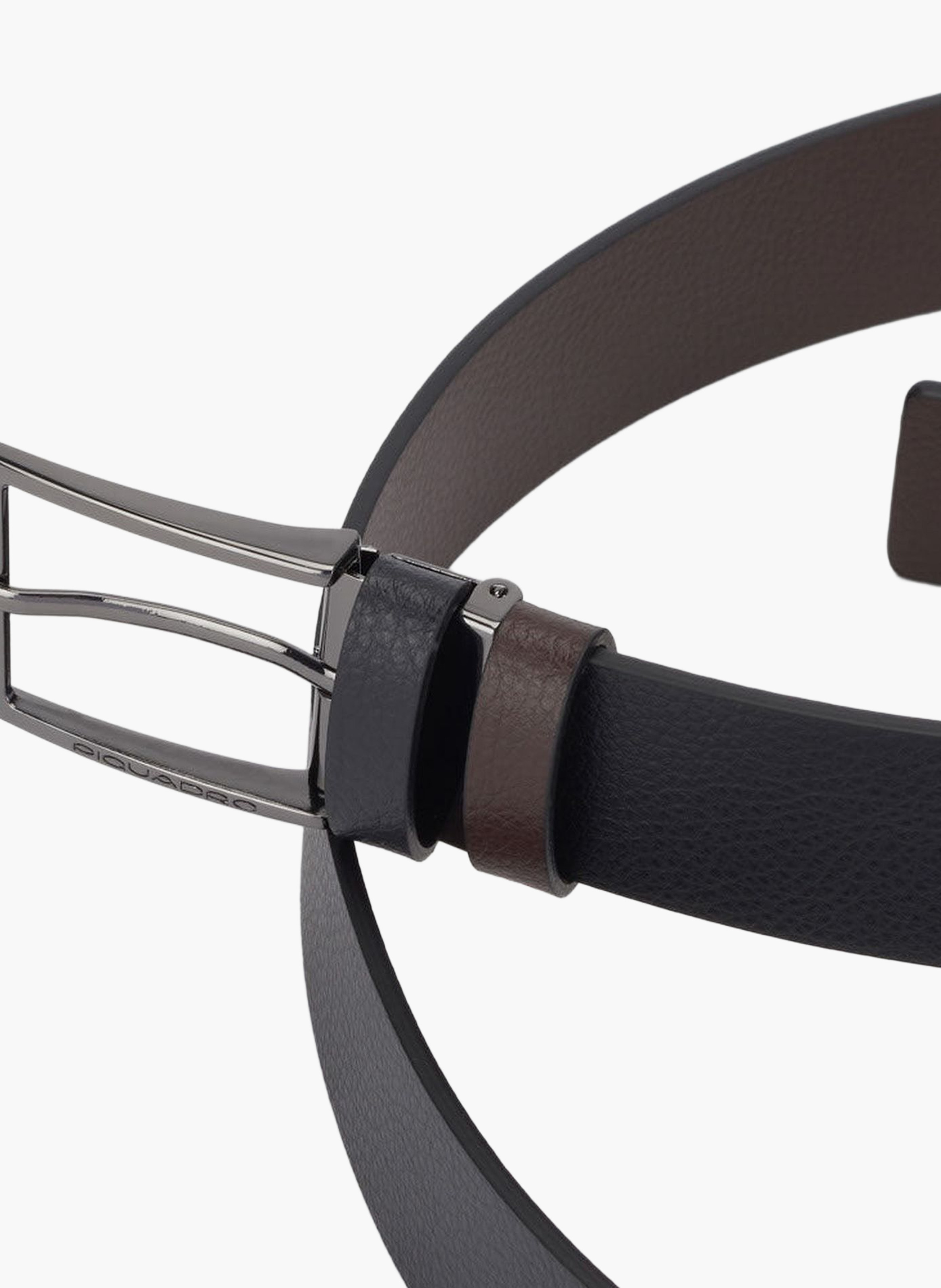 Men's cut-edge reversible leather belt PIQUADRO Black
