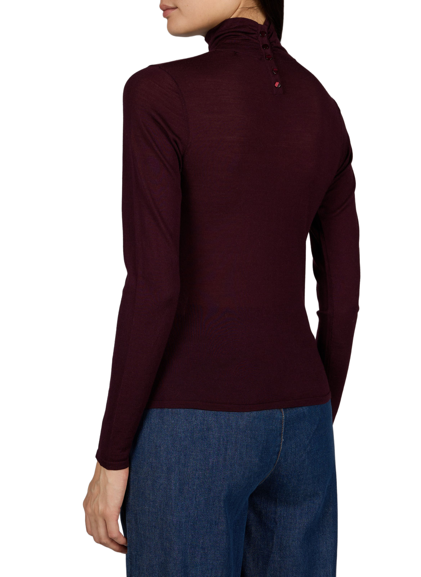 Straight Merino wool high neck sweater PETITE MENDIGOTE Purple