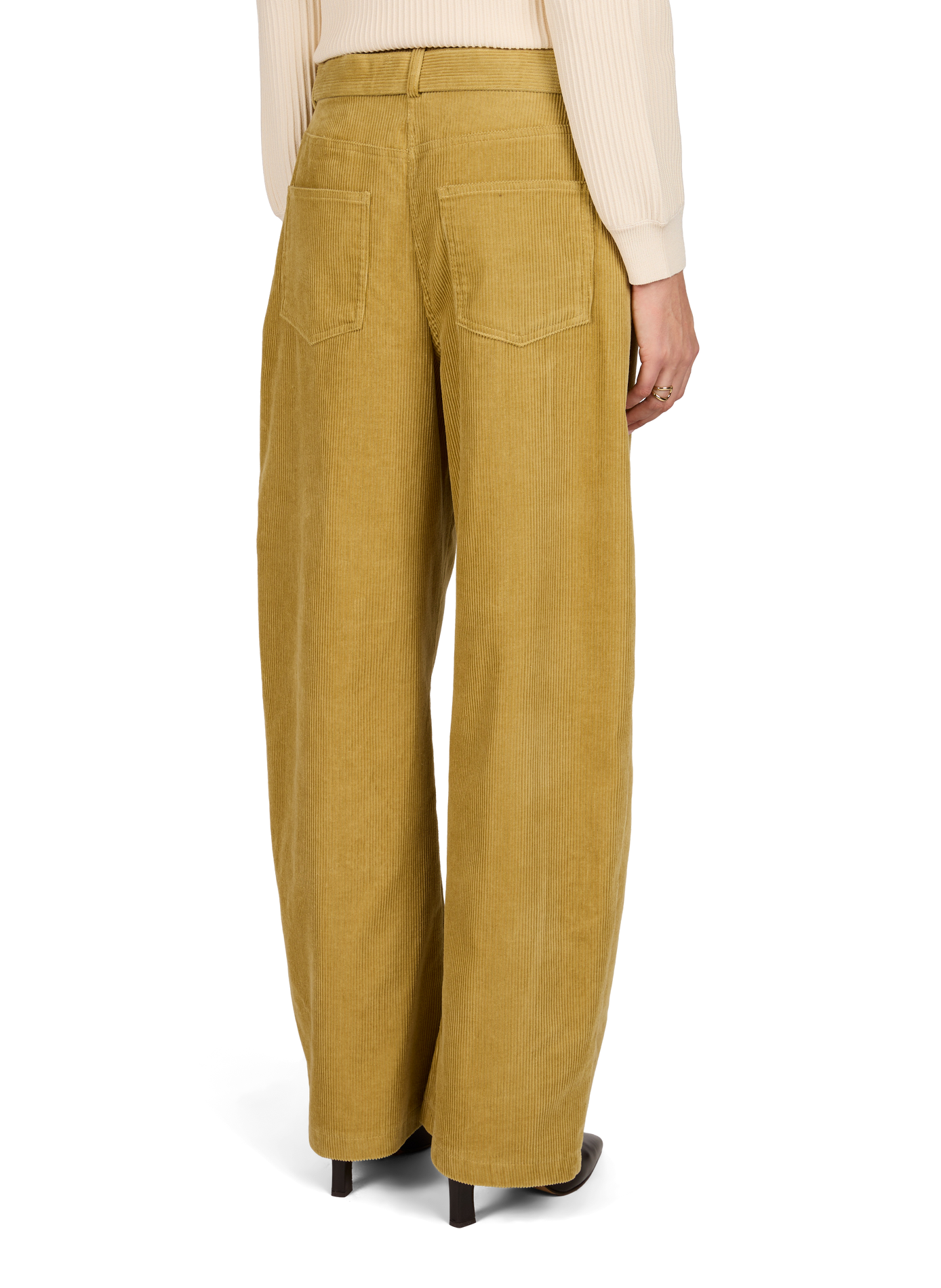 Pantalon velours côtelé en coton OBJECT Marron
