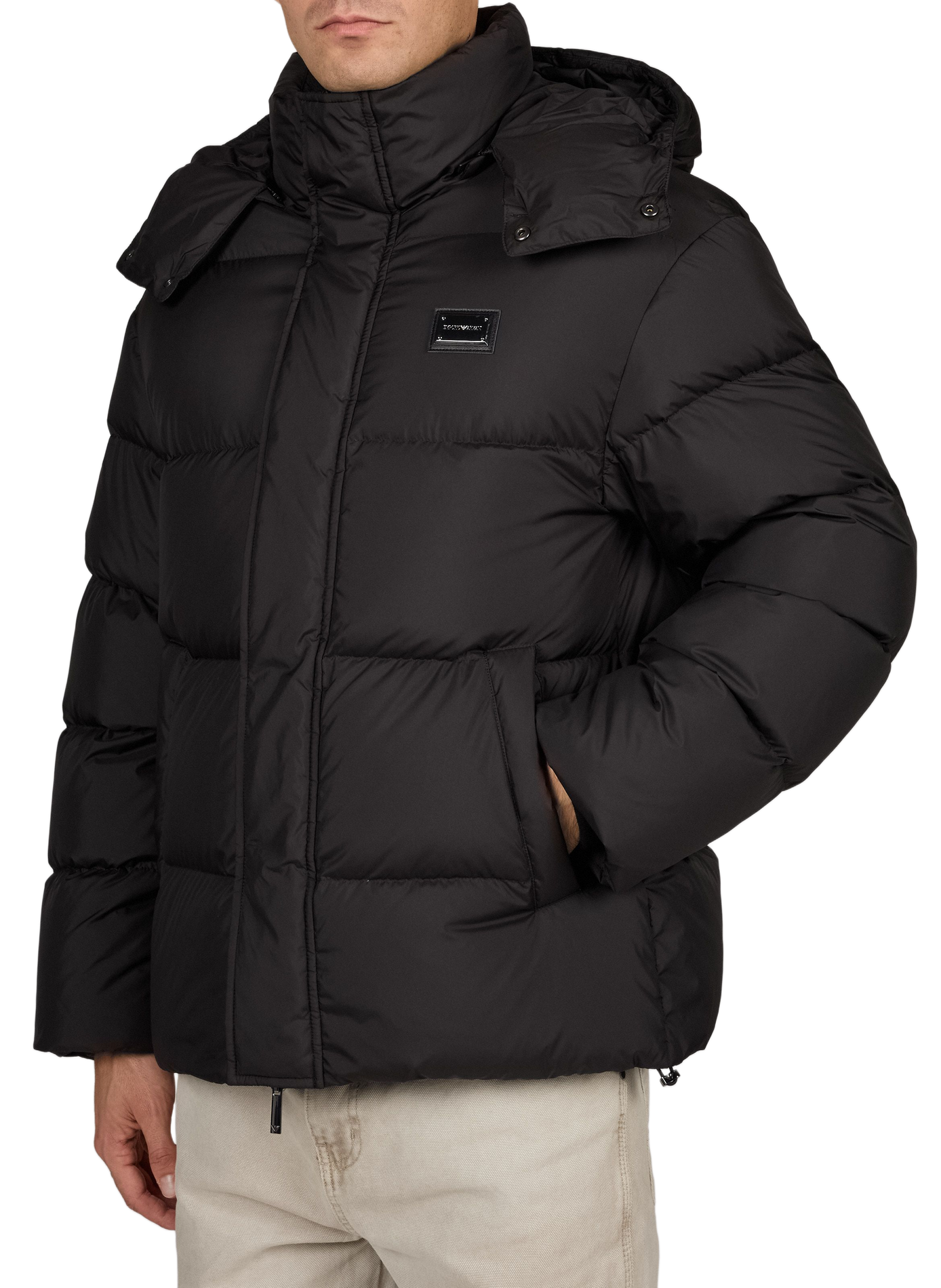 Hooded straight-fit padded jacket EMPORIO ARMANI Black